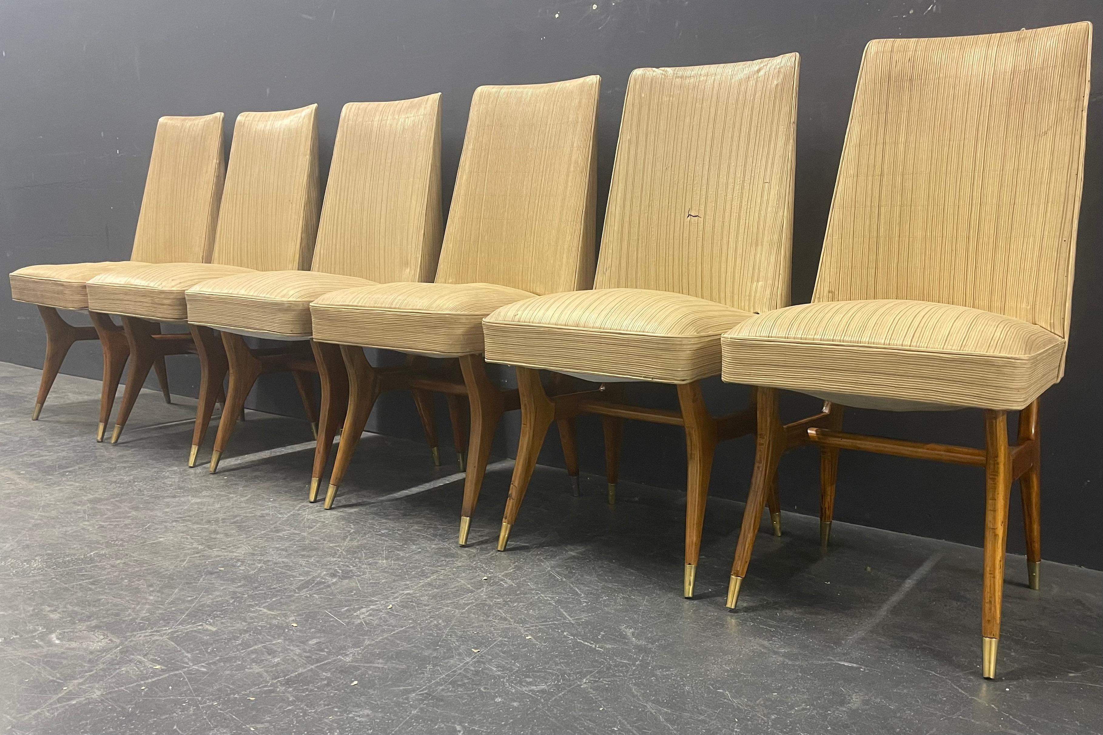 Italian rare set of 6 chairs by  melchiorre bega For Sale