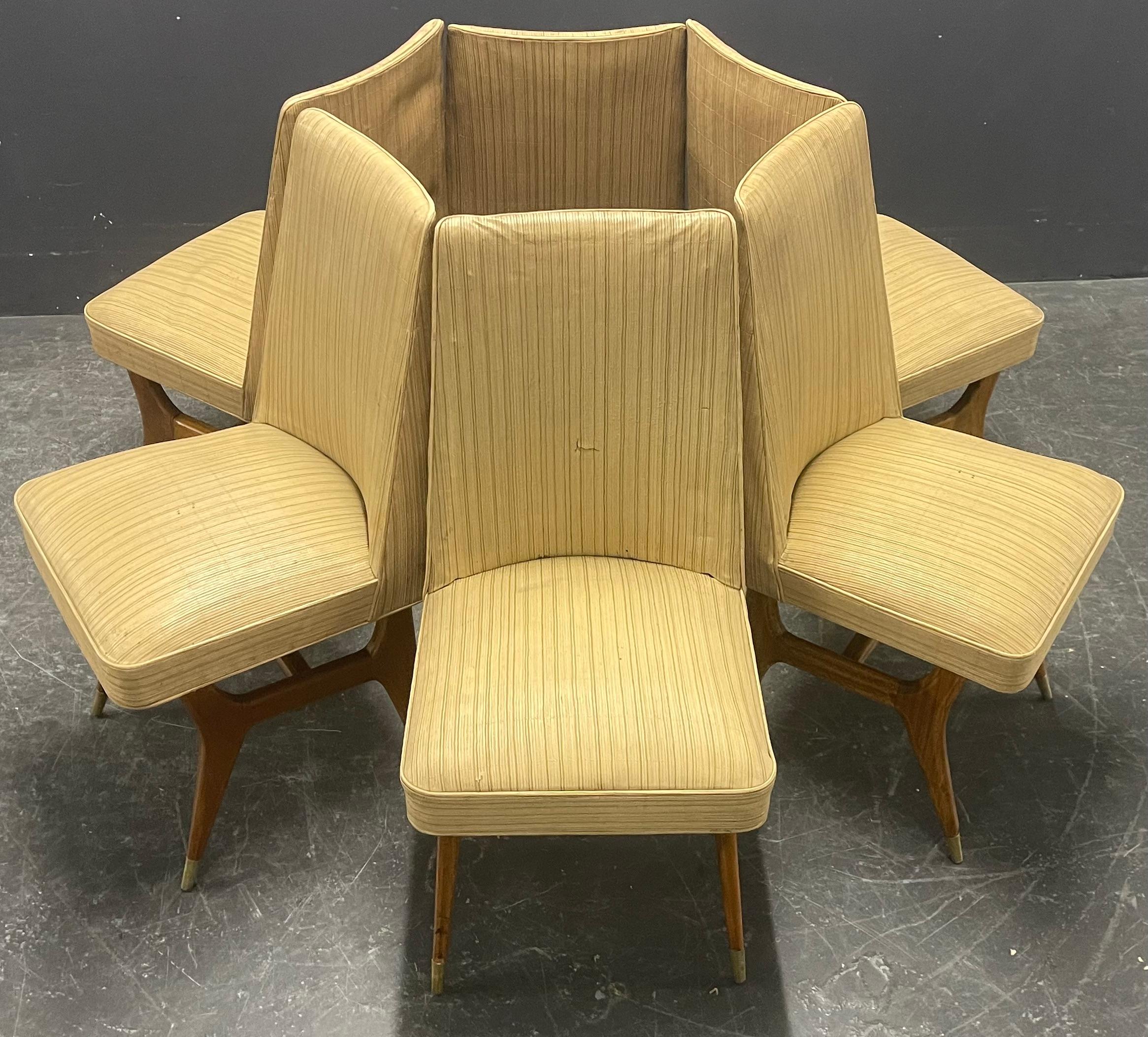 rare set of 6 chairs by  melchiorre bega In Distressed Condition For Sale In Munich, DE