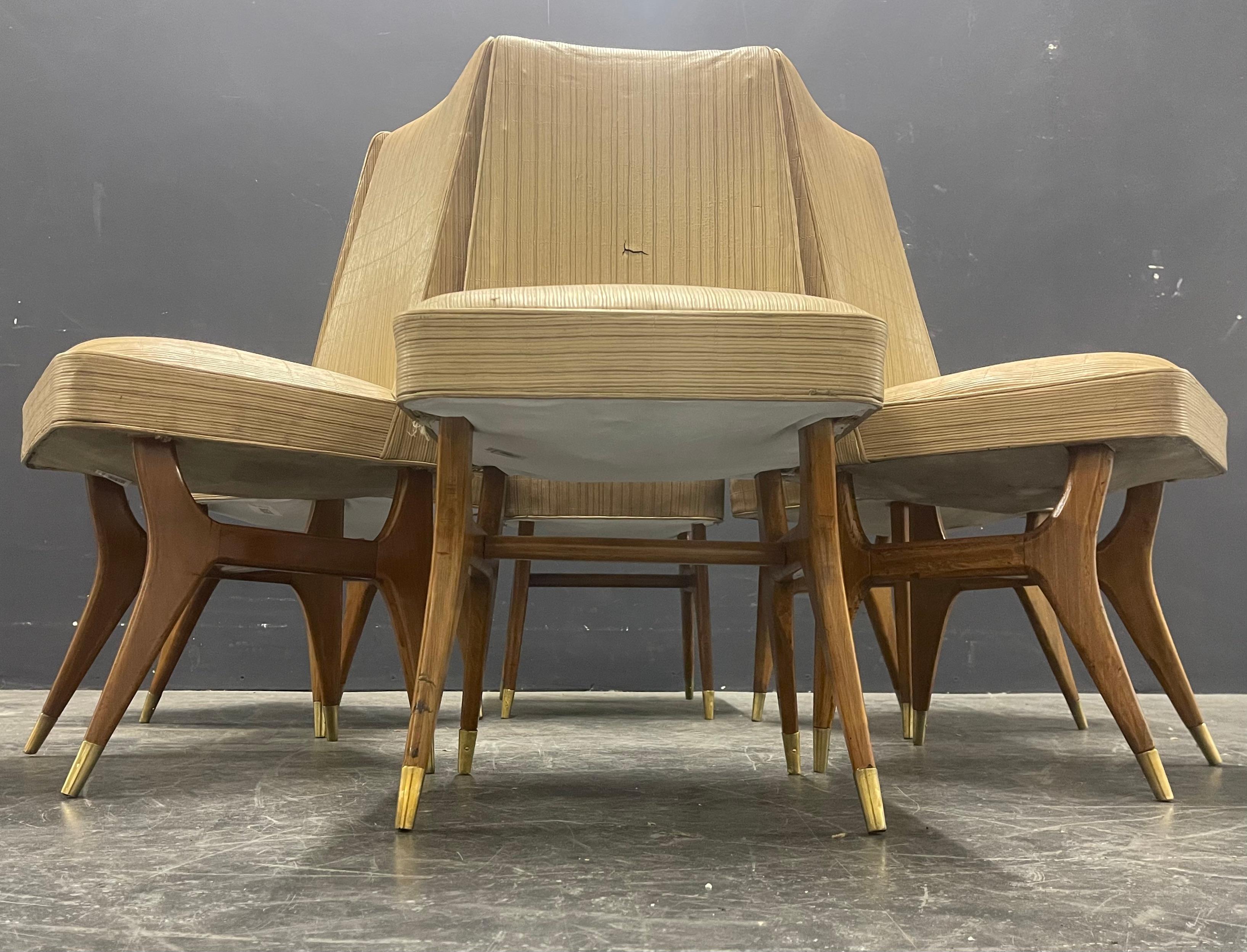 Mid-20th Century rare set of 6 chairs by  melchiorre bega For Sale