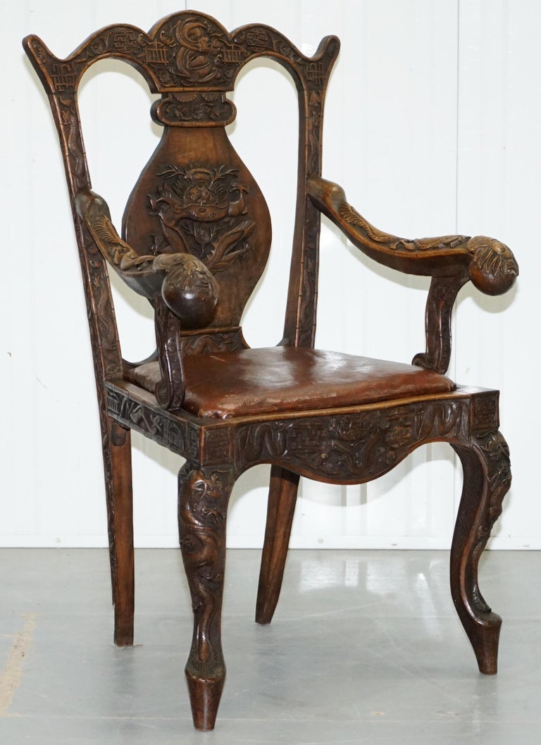 Rare Set of 6 circa 1890 Chinese Export Dining Chairs with ...