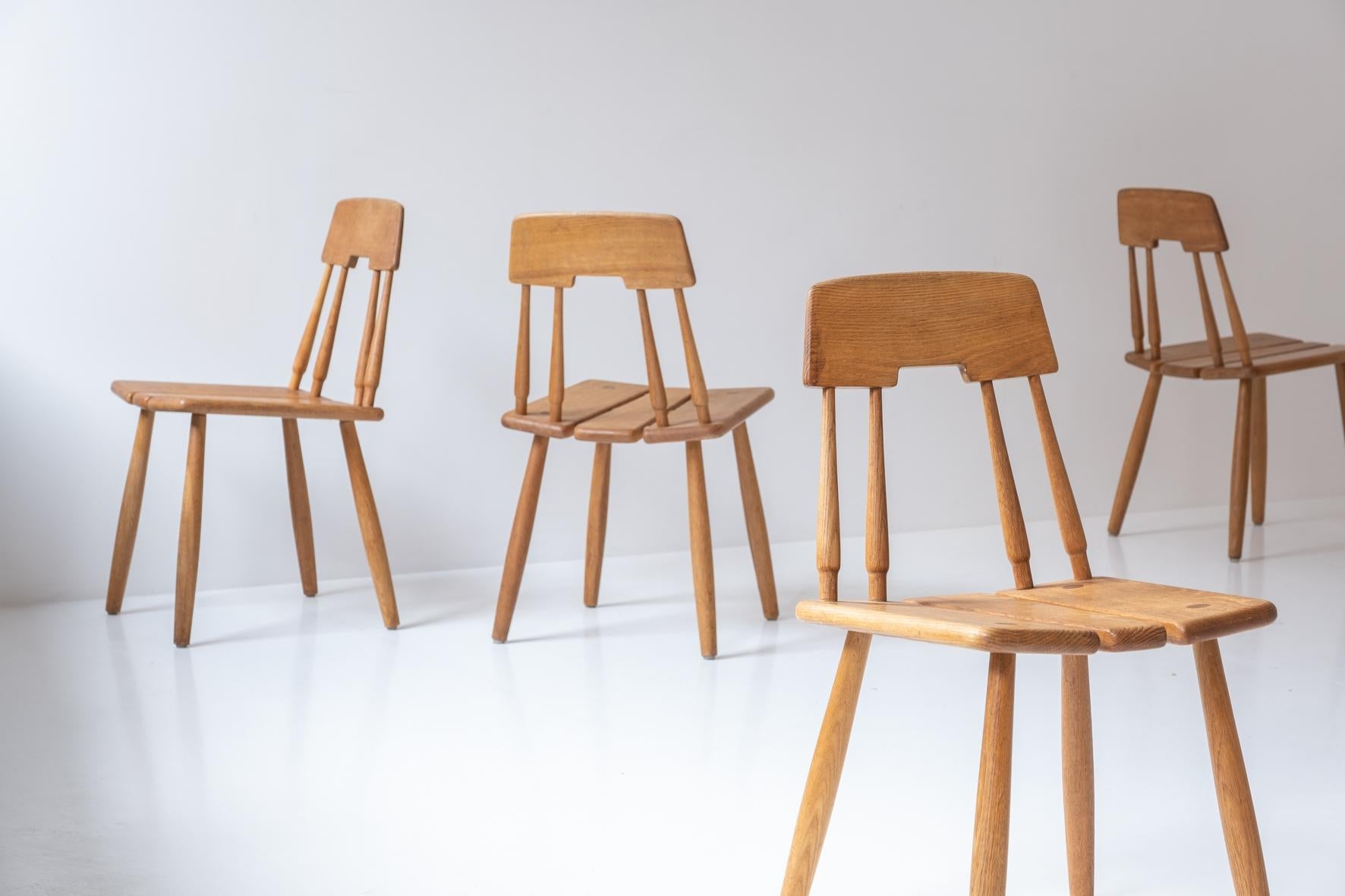 Scandinave moderne Rare ensemble de 6 chaises de salle à manger par Carl-Gustav Boulogner, Suède, années 1960 en vente