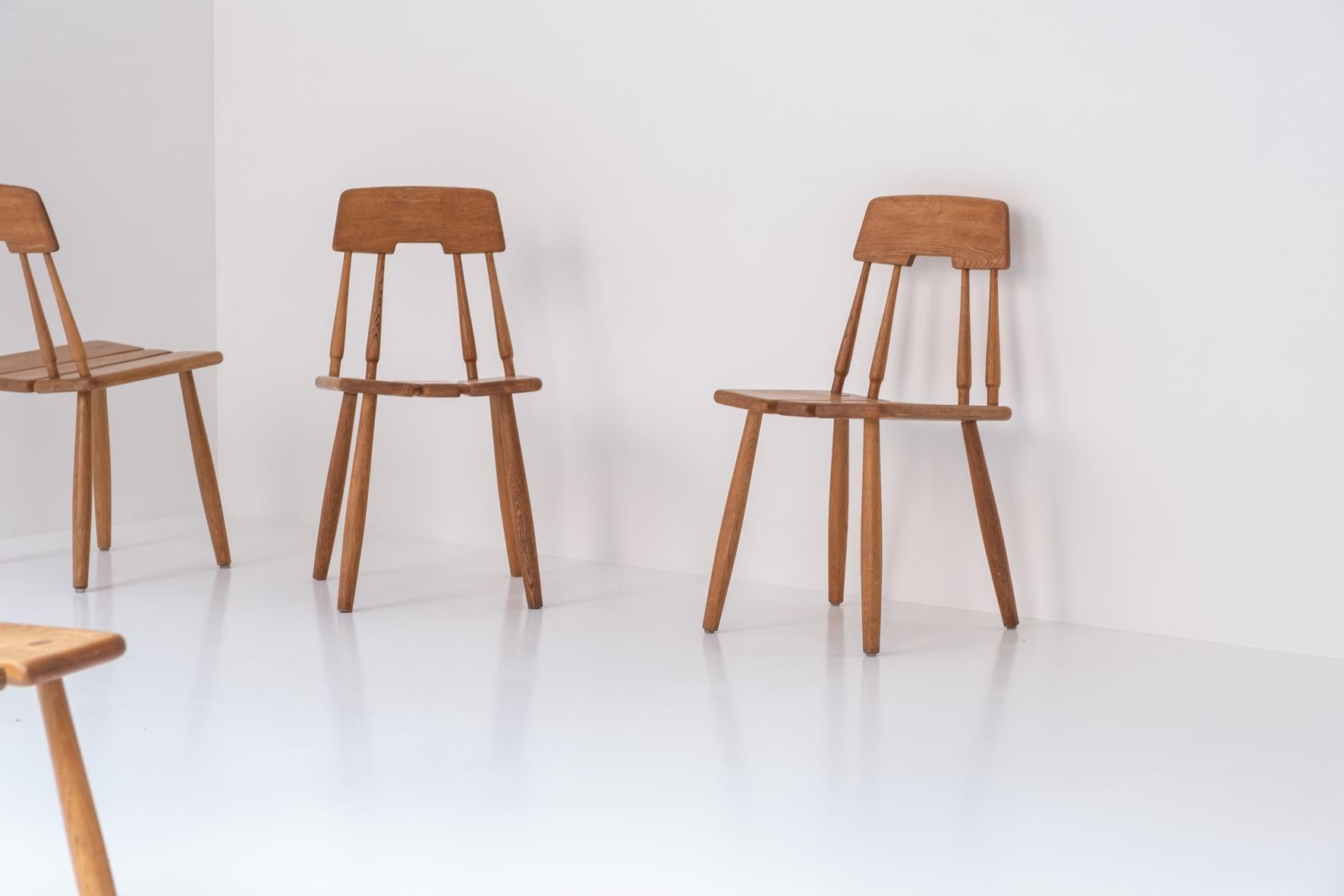 Swedish Rare set of 6 dining chairs by Carl-Gustav Boulogner, Sweden 1960s For Sale