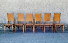 Rare Set of 6 Italian Dining Room Chairs, Italy 50s