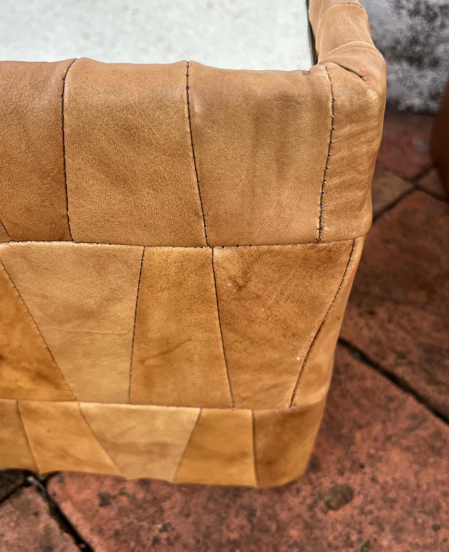 Rare set of 6 leather square tables, by De Sede, 1970's For Sale 5