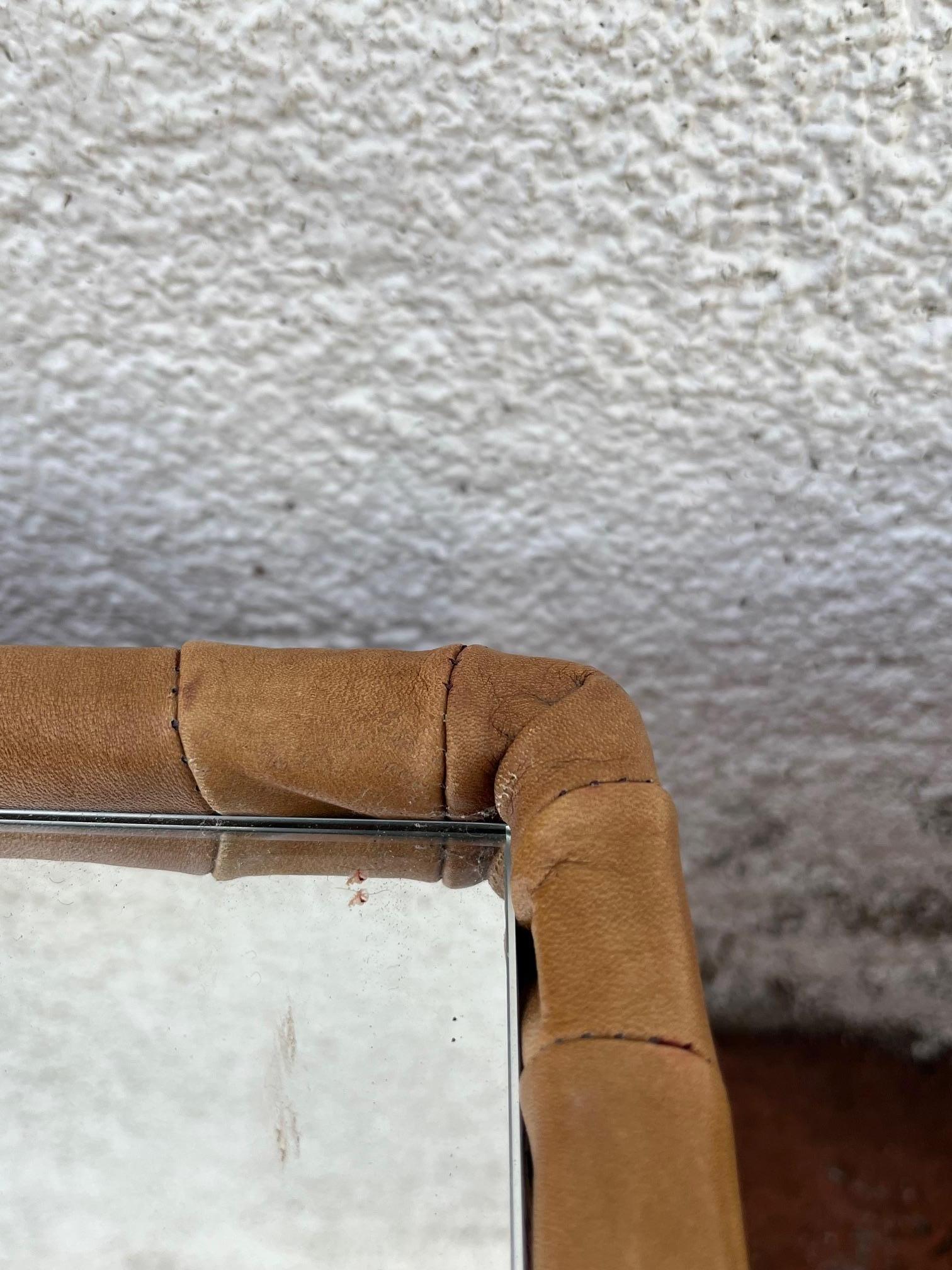 Rare set of 6 leather square tables, by De Sede, 1970's For Sale 7