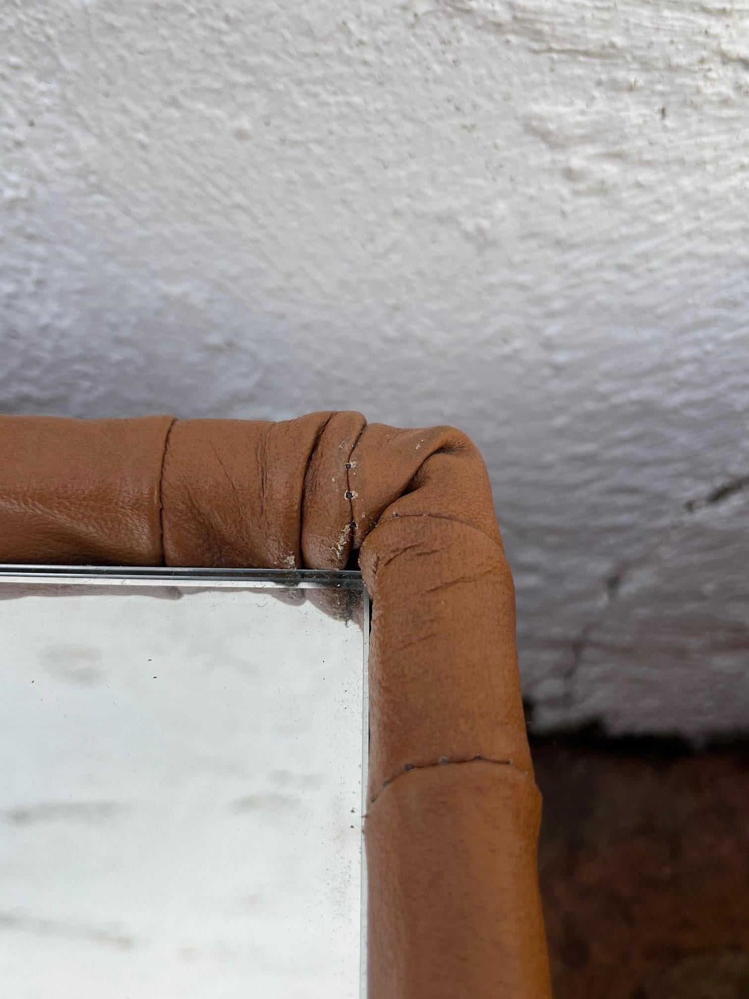 Rare set of 6 leather square tables, by De Sede, 1970's For Sale 8