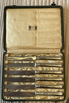 Rare Set of 6 Liberty London Fully Hallmarked Sterling Silver 1929 Desert Knives