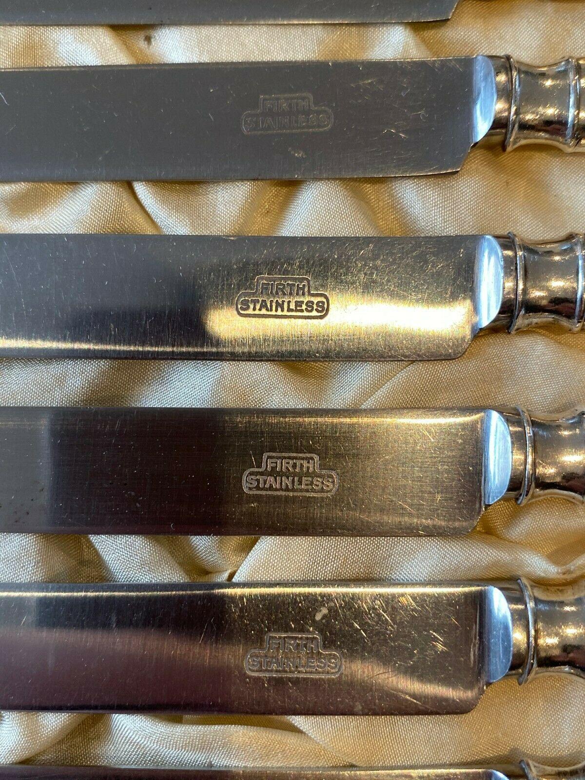 Men's Rare Set of 6 Liberty London Fully Hallmarked Sterling Silver 1929 Desert Knives For Sale