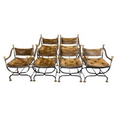 Rare Set of 6 Maison Jansen Curule Chairs