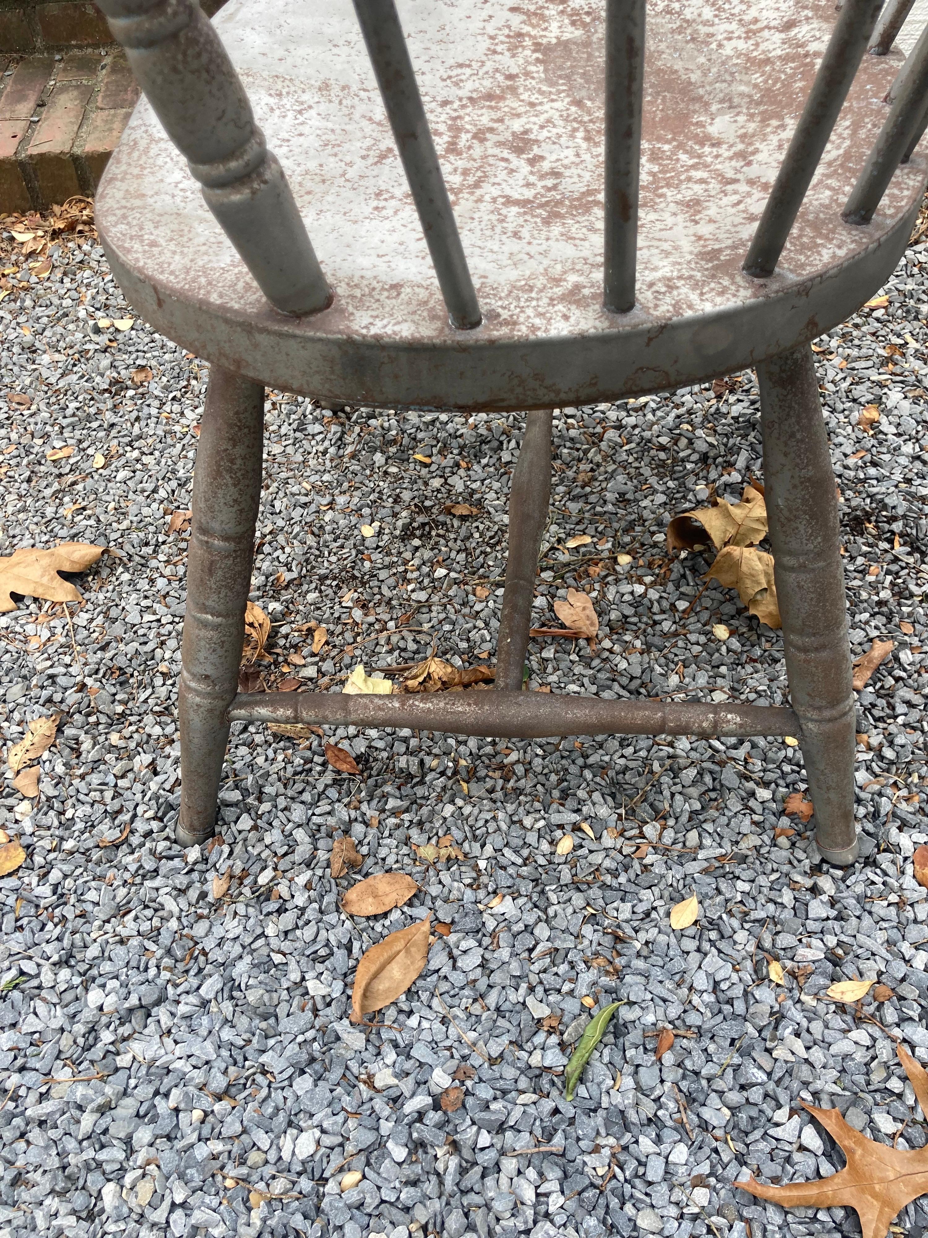 Rare Set of 6 Metal Windsor Chairs For Sale 4