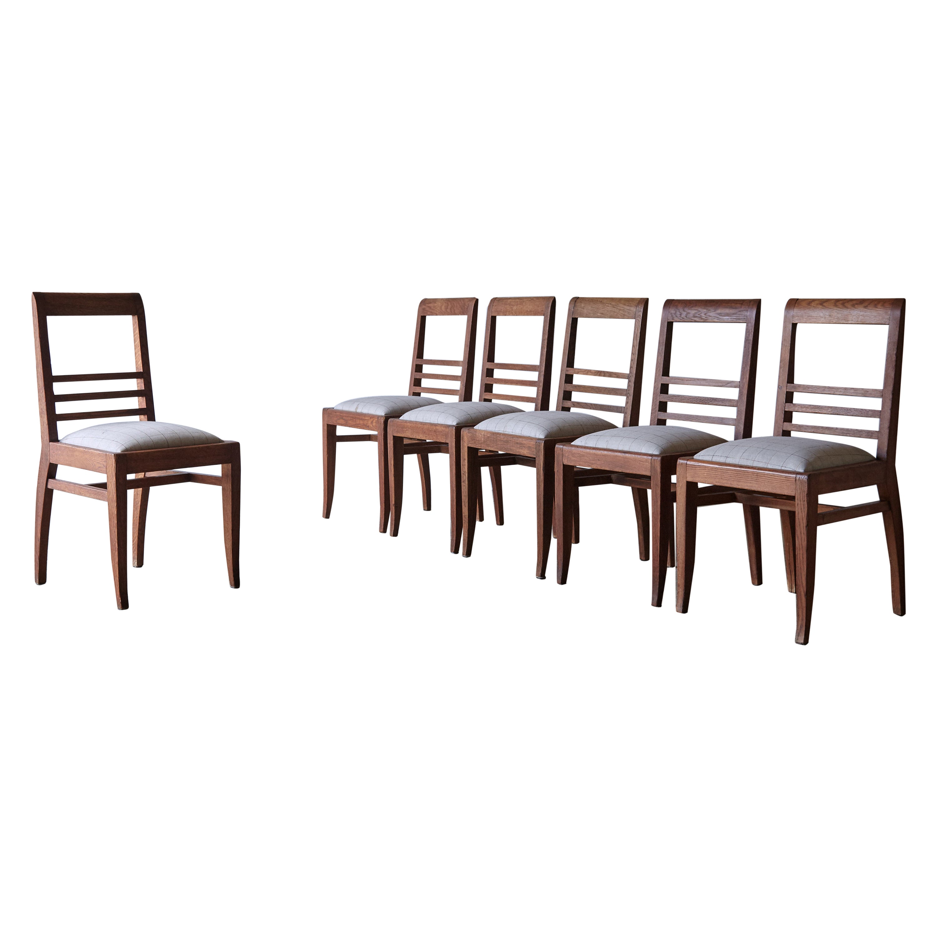 Raro set di 6 sedie da pranzo "Duffet" di Michel Dufet, anni '50, Francia