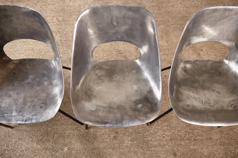Rare Set of 6 Pierre Guariche Tulip (Tulipe) Cast Aluminum Chairs, 1950s, France For Sale 14