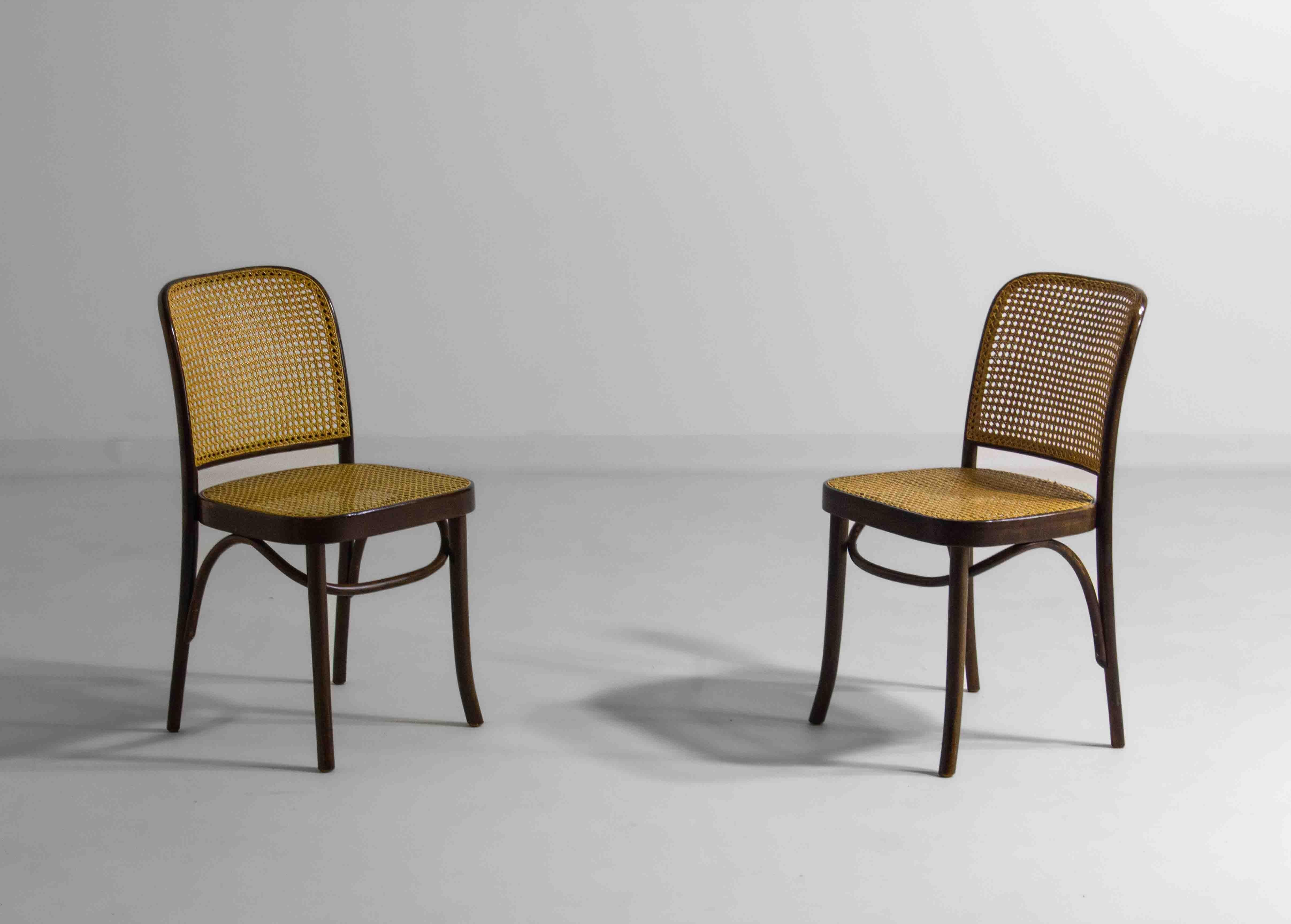 Polish Rare set of 6 Prague / 811 chairs by Josef Hoffman for Thonet, 1960s