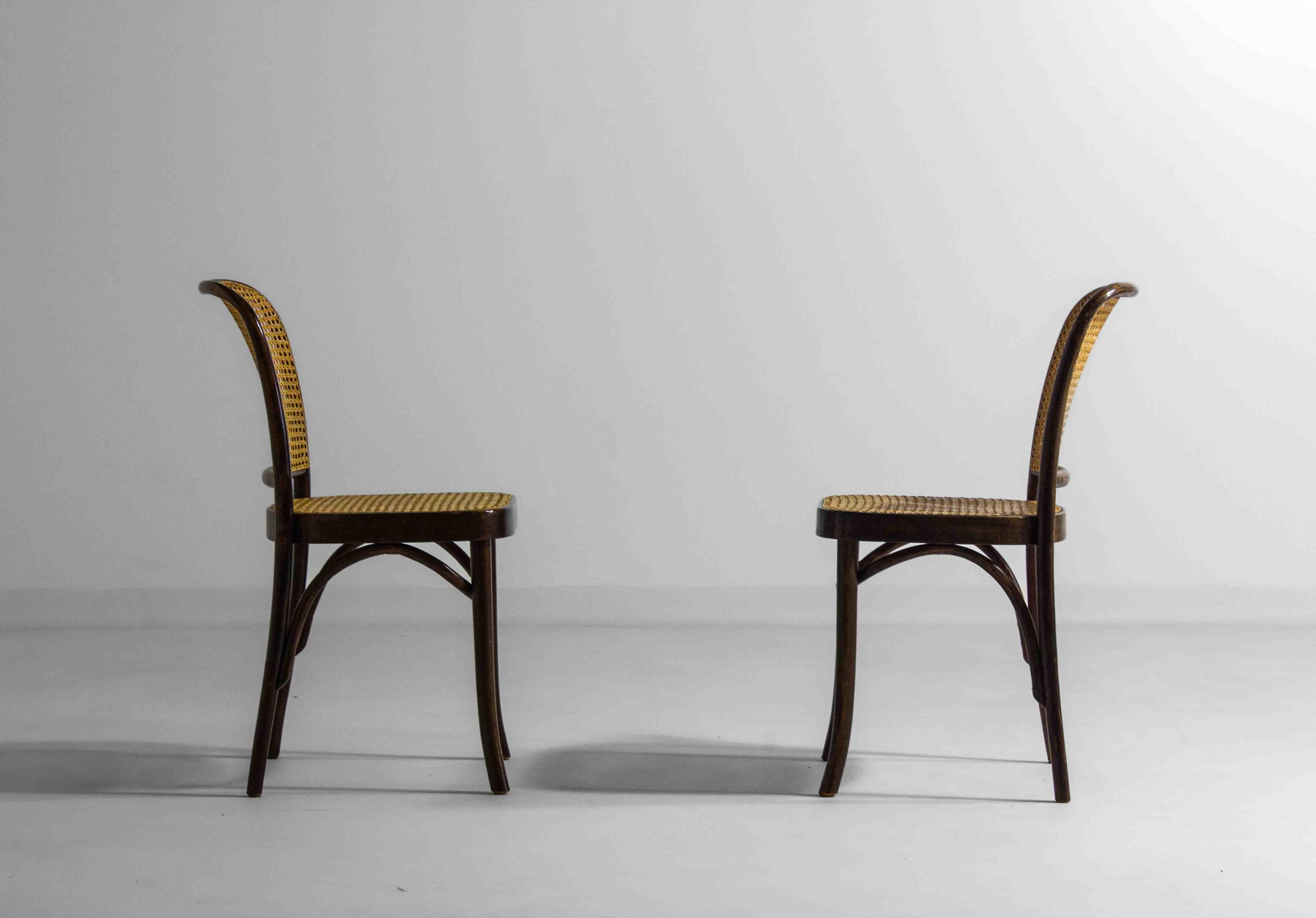 Rare set of 6 Prague / 811 chairs by Josef Hoffman for Thonet, 1960s In Good Condition In Antwerpen, VAN