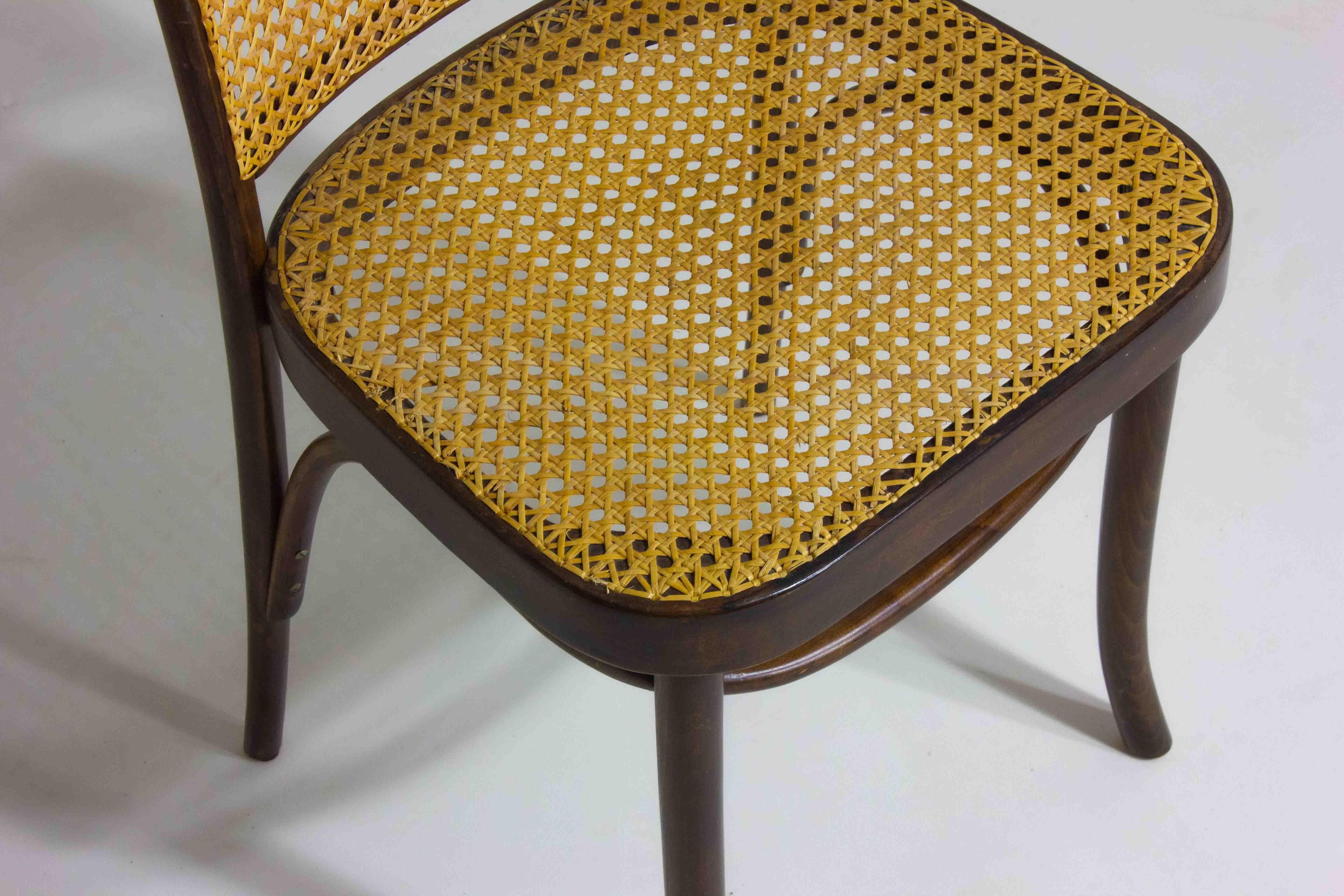 Mid-20th Century Rare set of 6 Prague / 811 chairs by Josef Hoffman for Thonet, 1960s