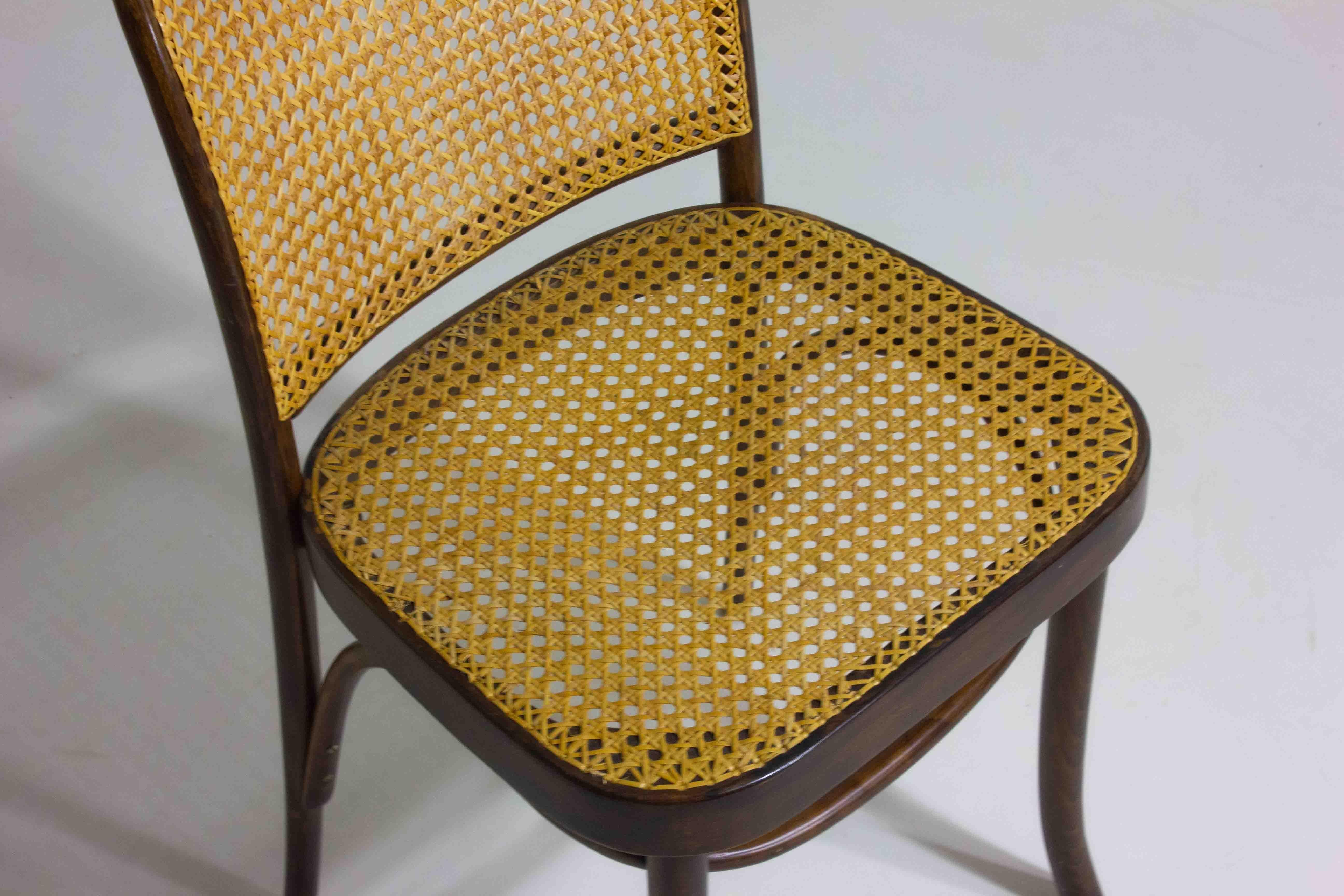 Wicker Rare set of 6 Prague / 811 chairs by Josef Hoffman for Thonet, 1960s