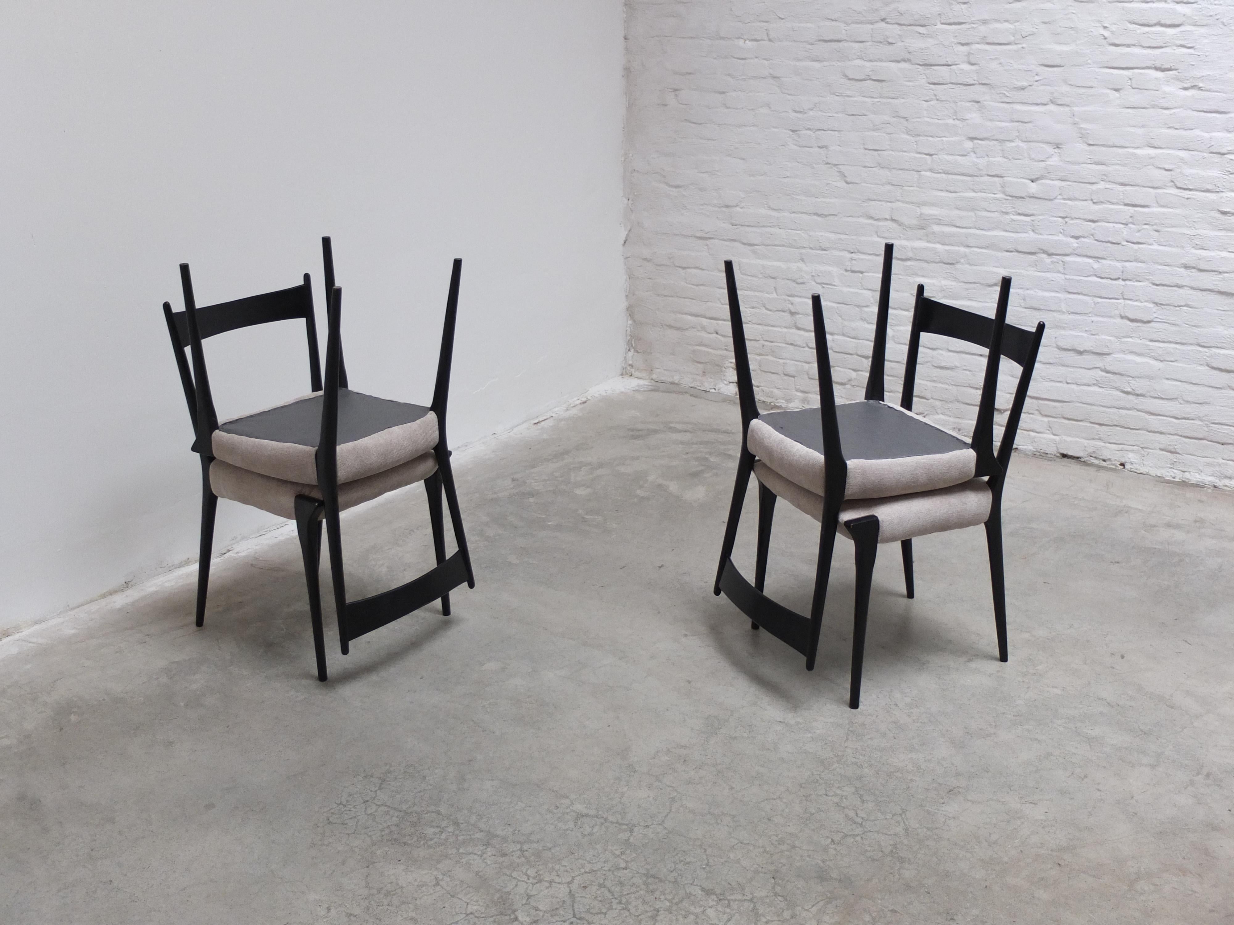 Raro set di 6 sedie da pranzo 'S11' di Alfred Hendrickx per Belform, anni '50 in vendita 9
