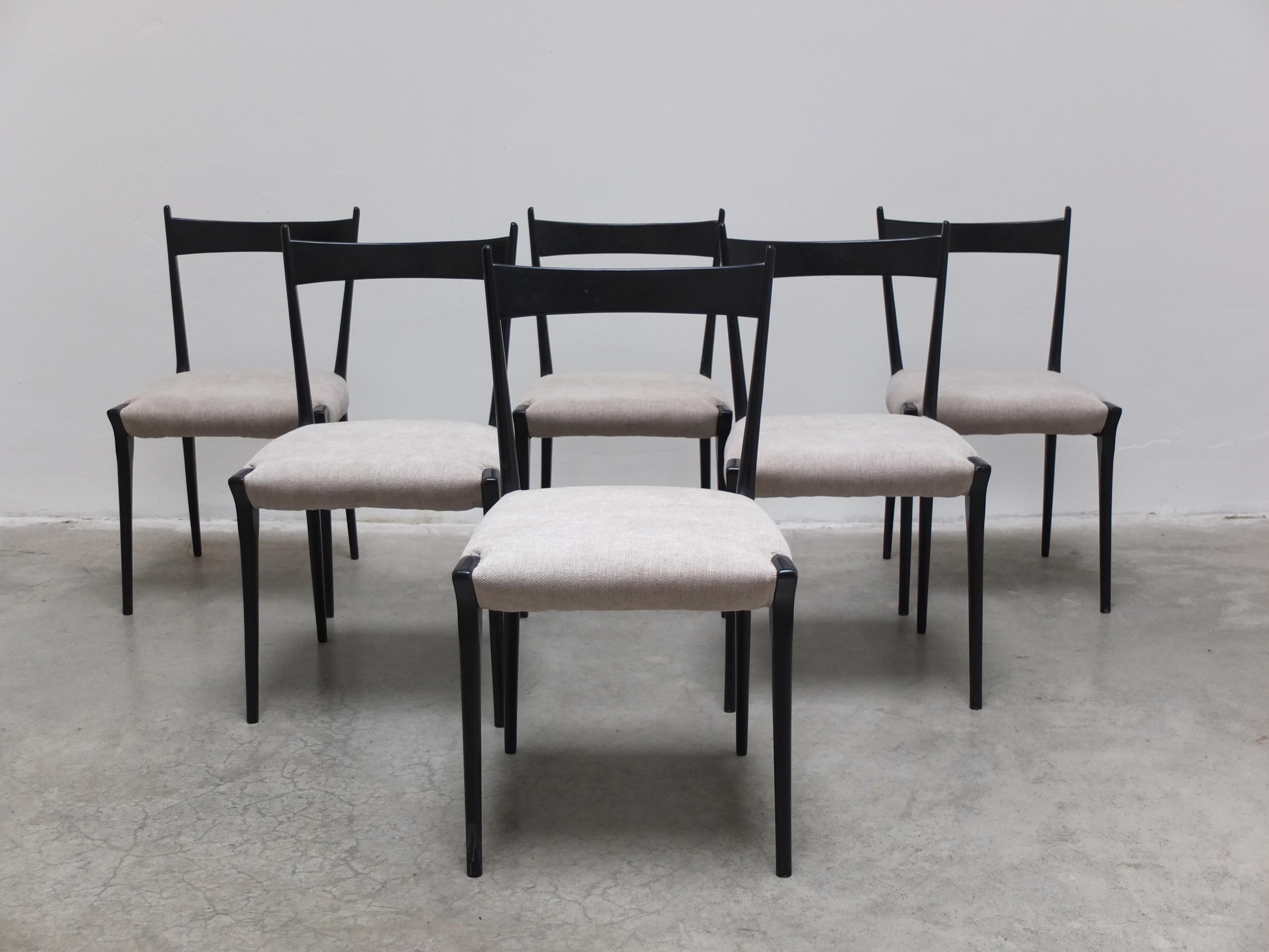 Mid-Century moderno Raro set di 6 sedie da pranzo 'S11' di Alfred Hendrickx per Belform, anni '50 in vendita