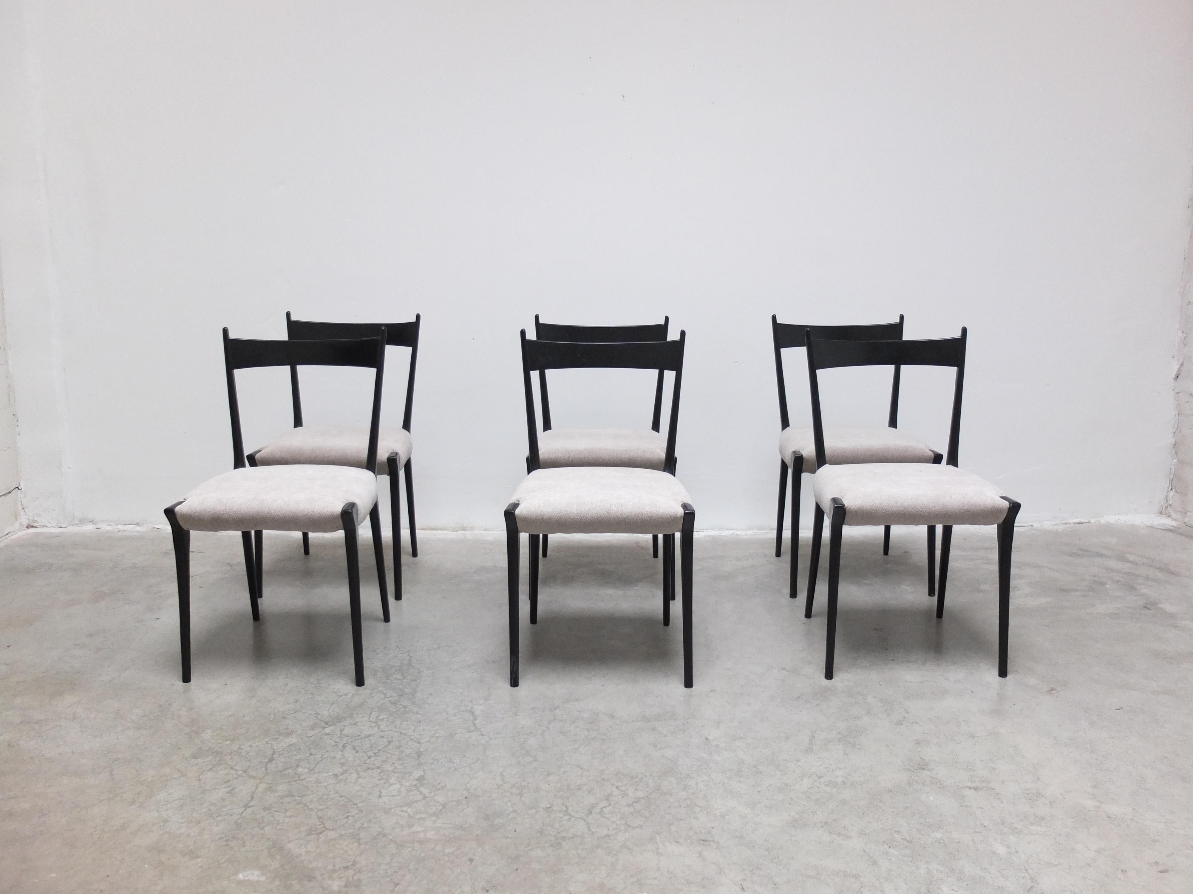 Raro set di 6 sedie da pranzo 'S11' di Alfred Hendrickx per Belform, anni '50 In condizioni buone in vendita a Antwerpen, VAN