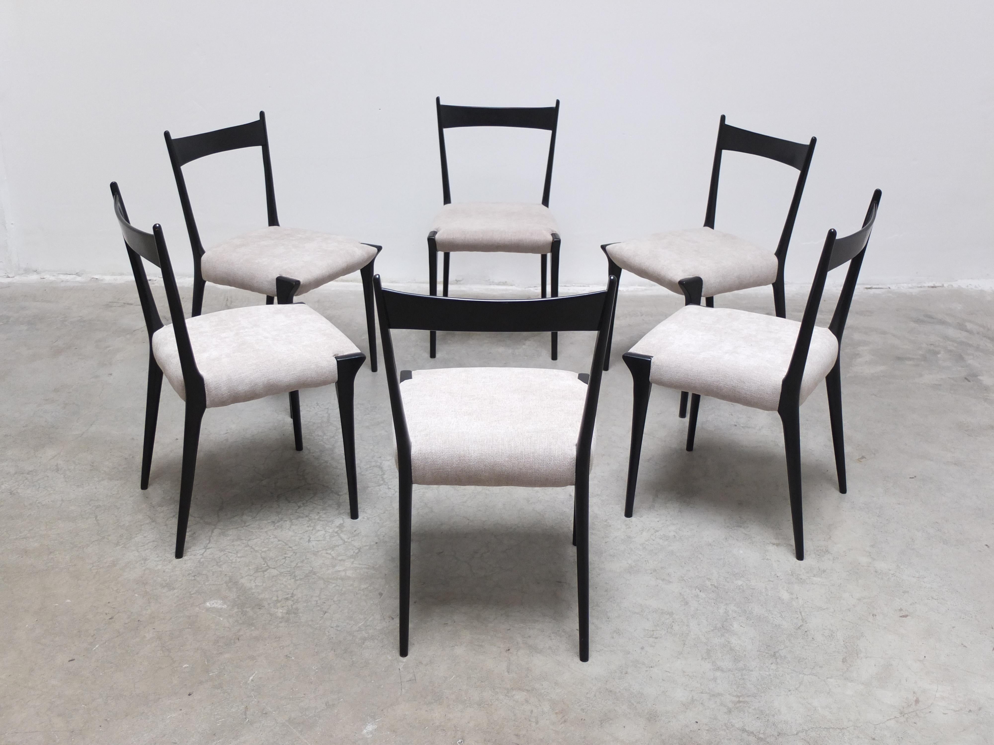 Tessuto Raro set di 6 sedie da pranzo 'S11' di Alfred Hendrickx per Belform, anni '50 in vendita