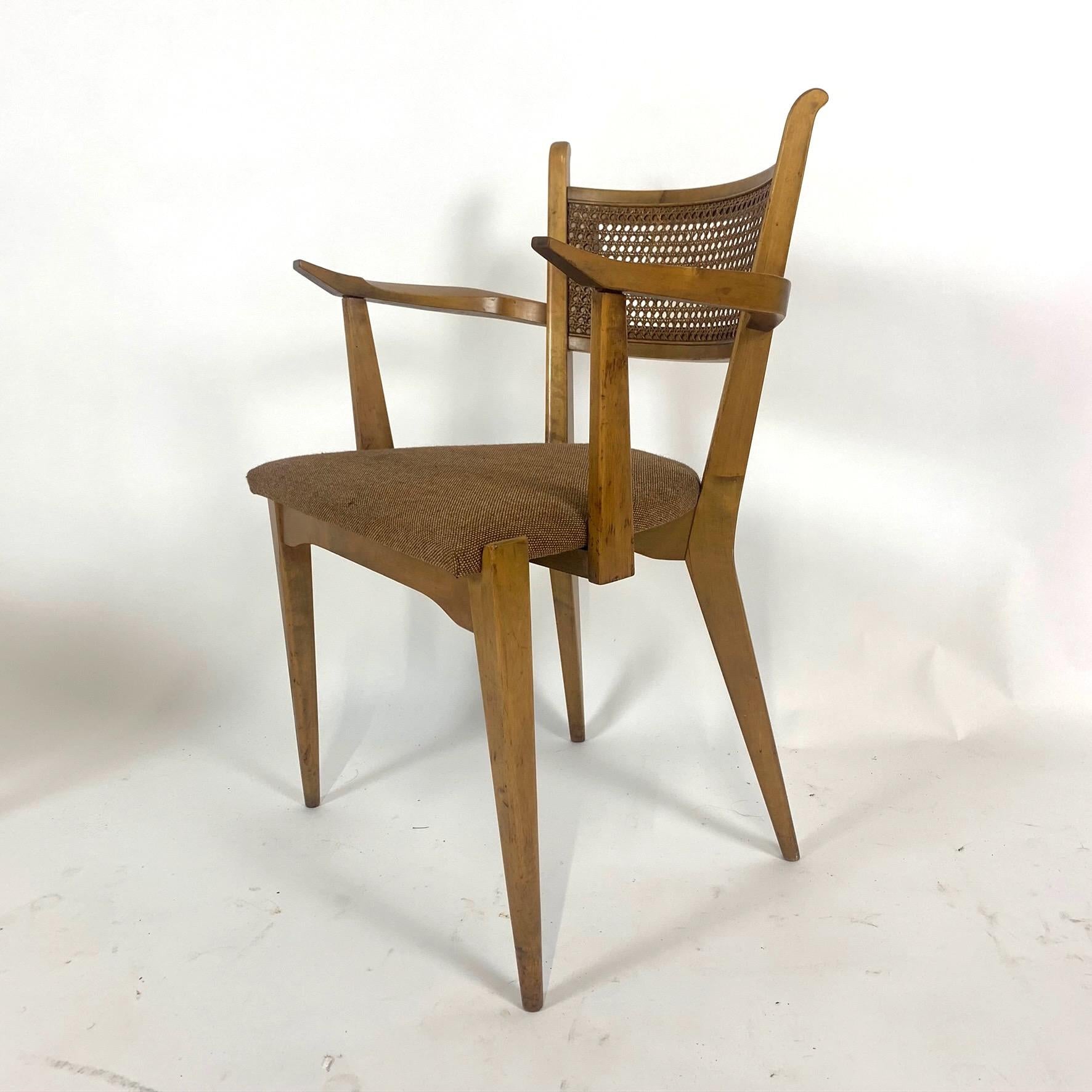 Scandinavian Modern Rare Set of 6 Swedish Modern Cane Back Sculptural Dining Chairs by Edmond Spence