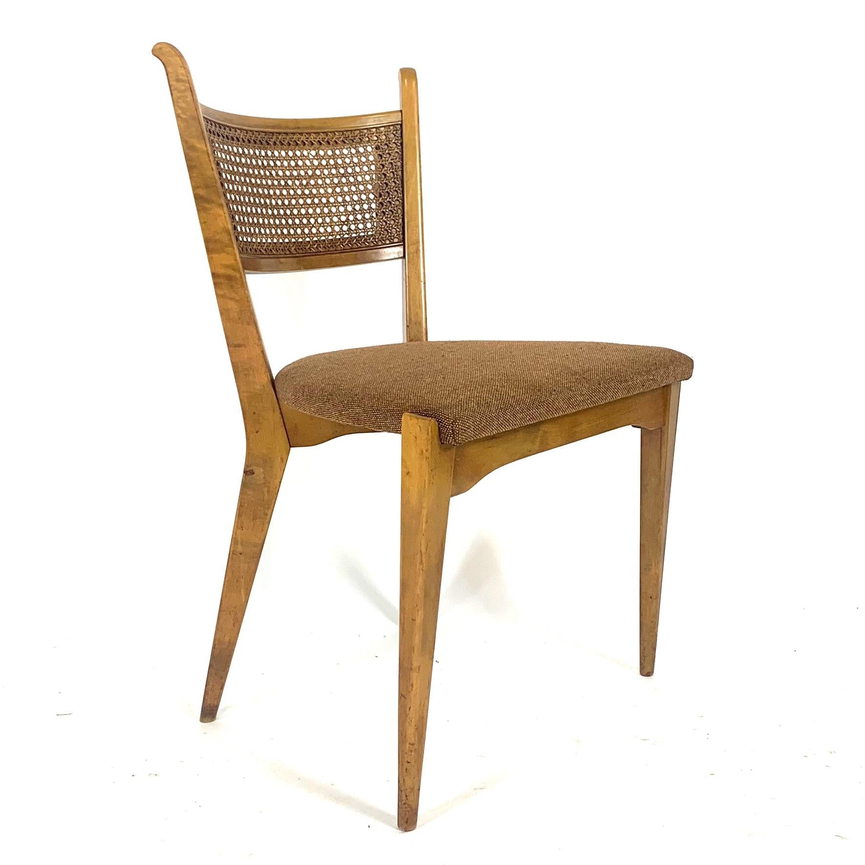 Rare Set of 6 Swedish Modern Cane Back Sculptural Dining Chairs by Edmond Spence In Good Condition In Hudson, NY