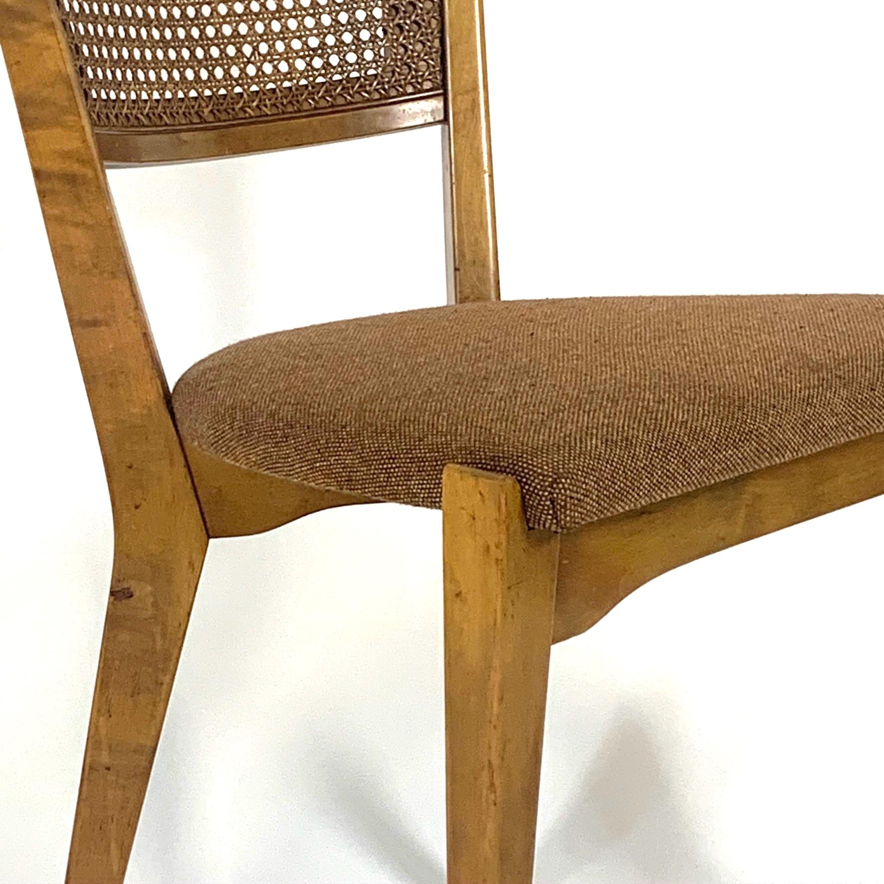 Mid-20th Century Rare Set of 6 Swedish Modern Cane Back Sculptural Dining Chairs by Edmond Spence