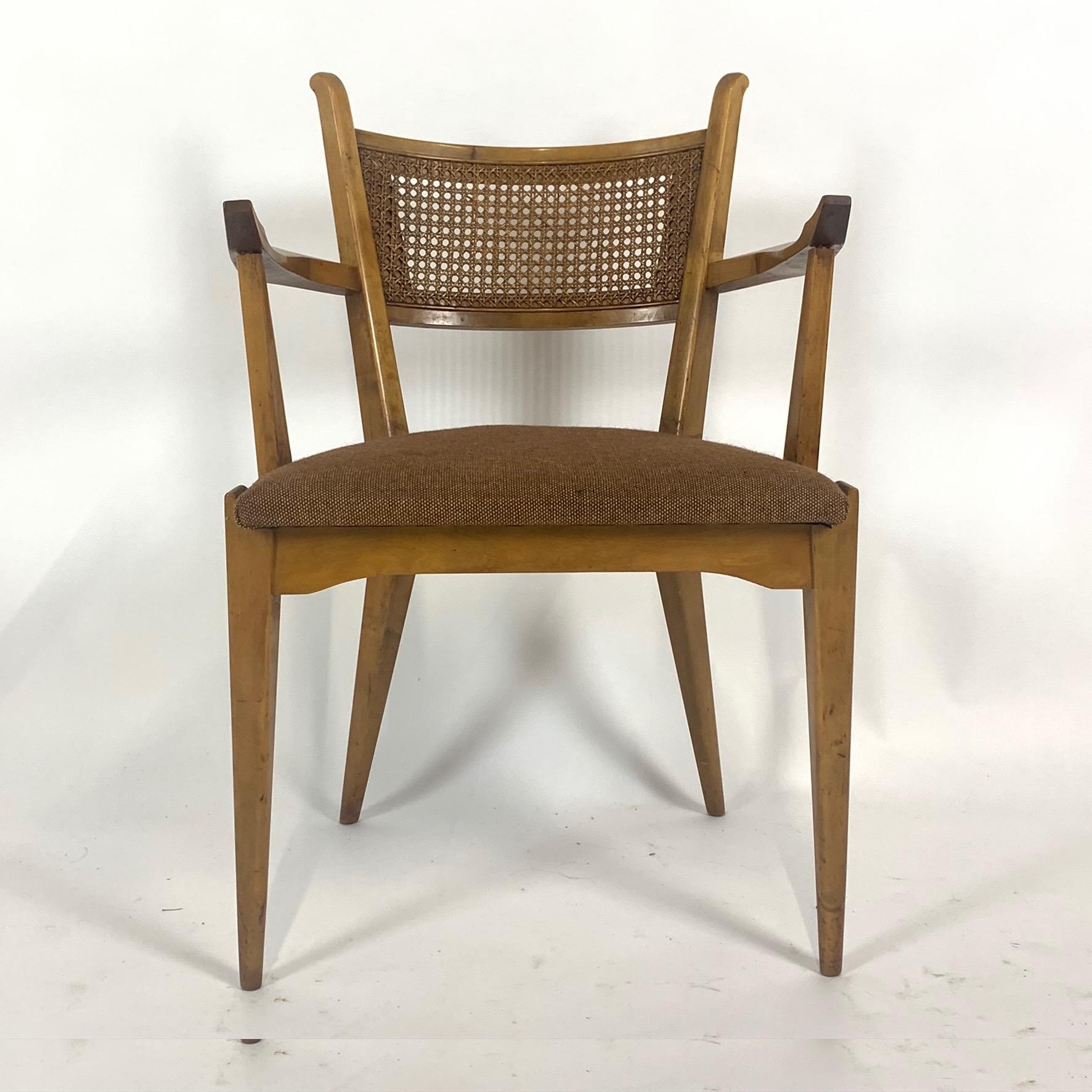Wool Rare Set of 6 Swedish Modern Cane Back Sculptural Dining Chairs by Edmond Spence
