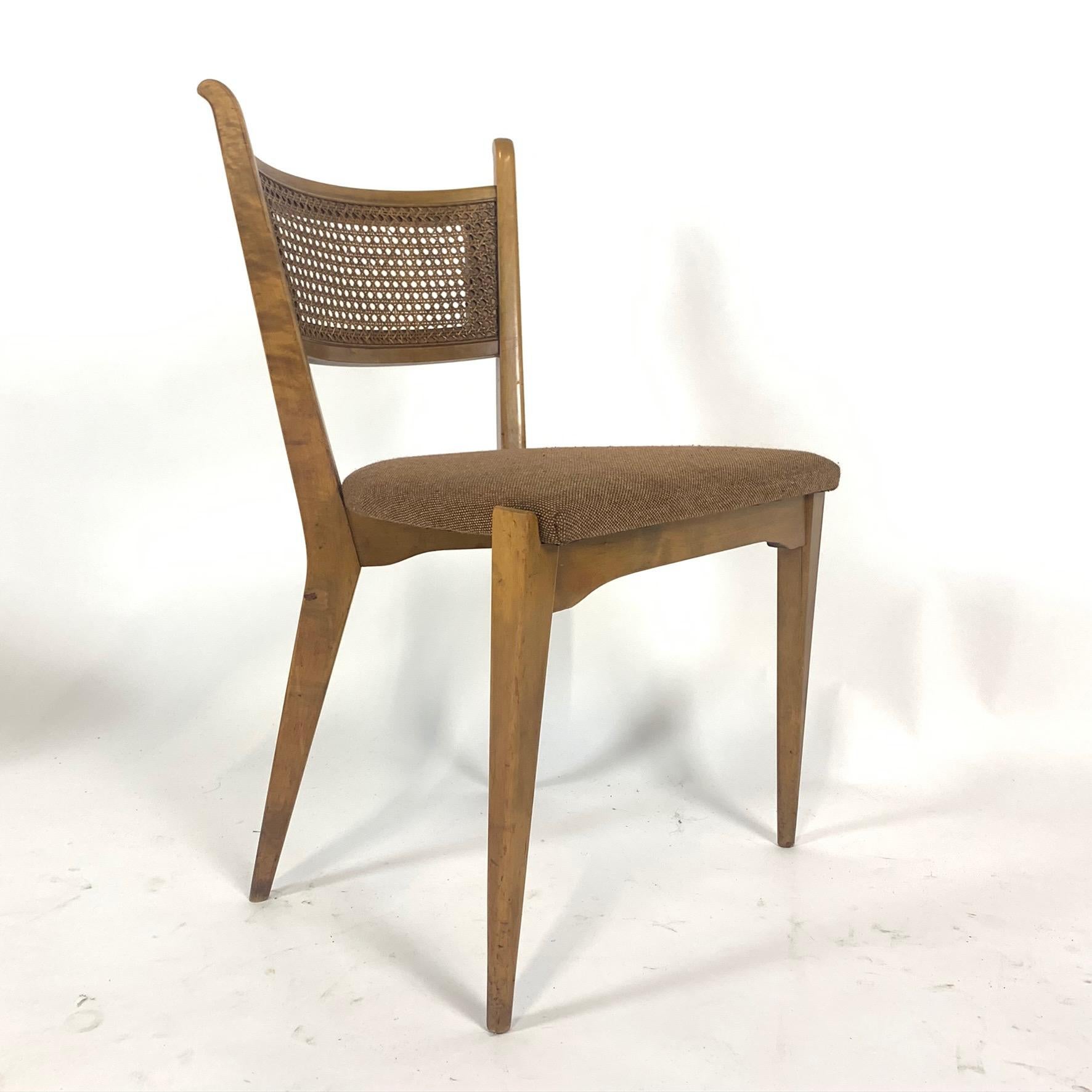 Rare Set of 6 Swedish Modern Cane Back Sculptural Dining Chairs by Edmond Spence 1