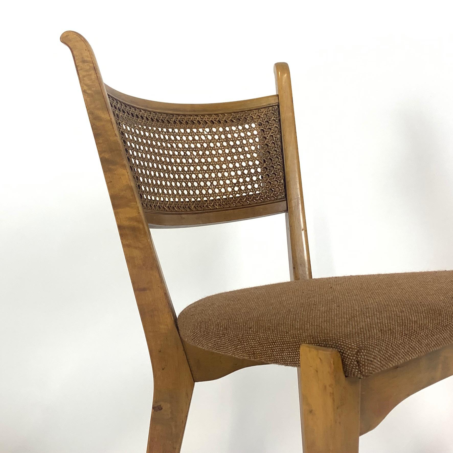Rare Set of 6 Swedish Modern Cane Back Sculptural Dining Chairs by Edmond Spence 2