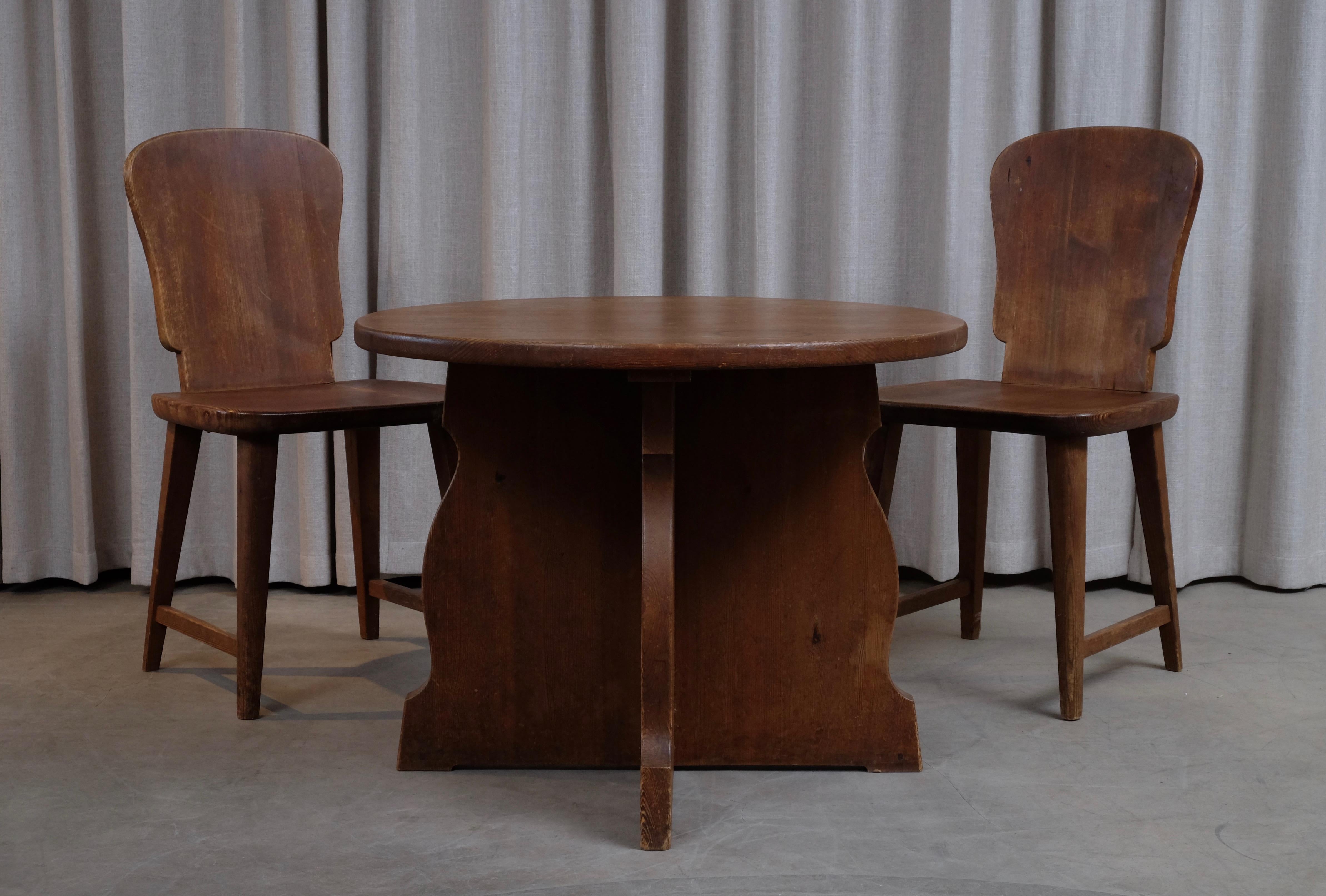 Rare Set of 6 Swedish Pine Chairs, 1940s 8