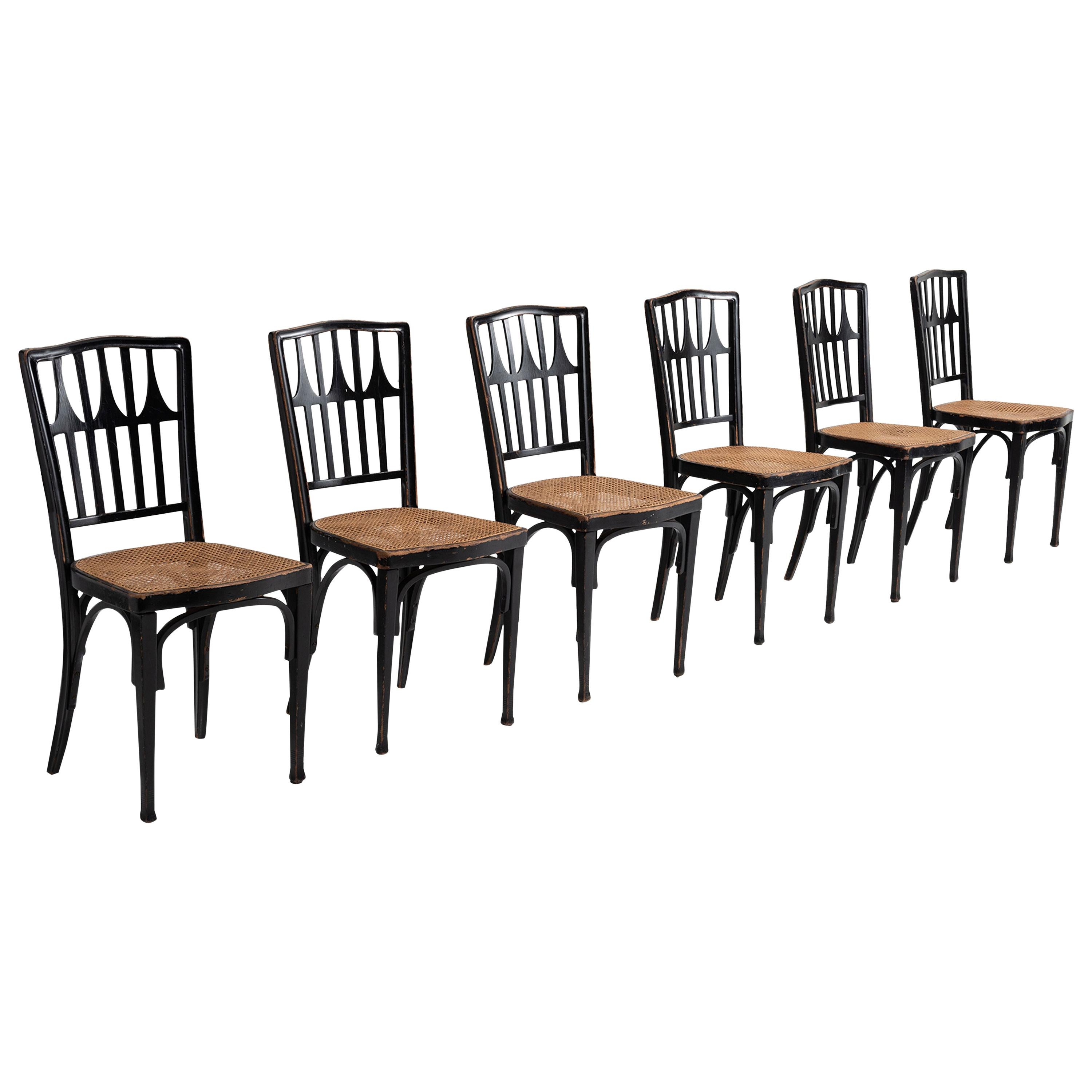 Rare Set of '6' Viennese Secessionist Chairs