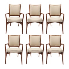 Vintage Rare Set of 6 Vladimir Kagan Dining Armchairs