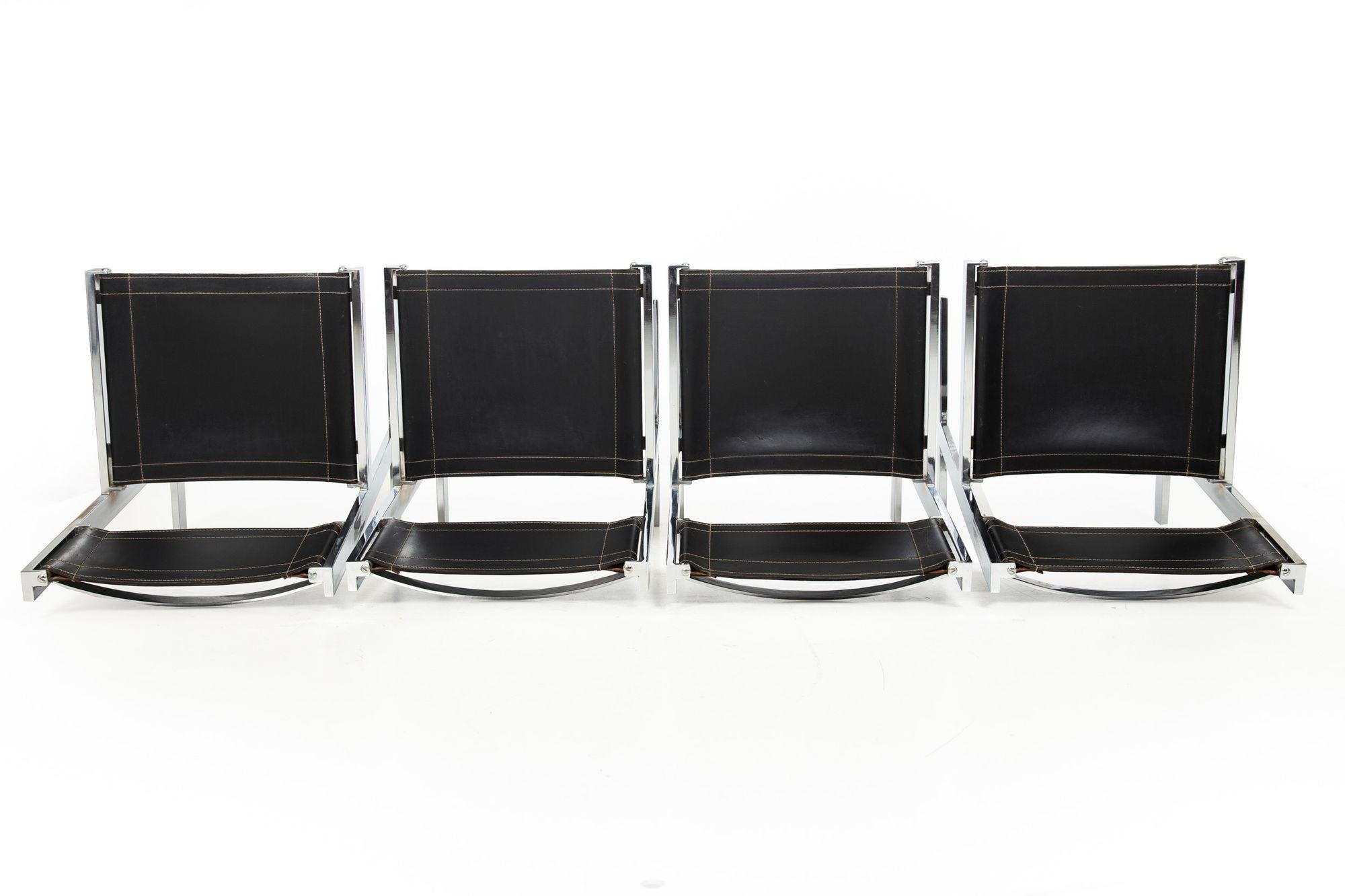 Rare Set of 8 British Modern Saddle Leather Dining Chairs by Richard Young For Sale 7