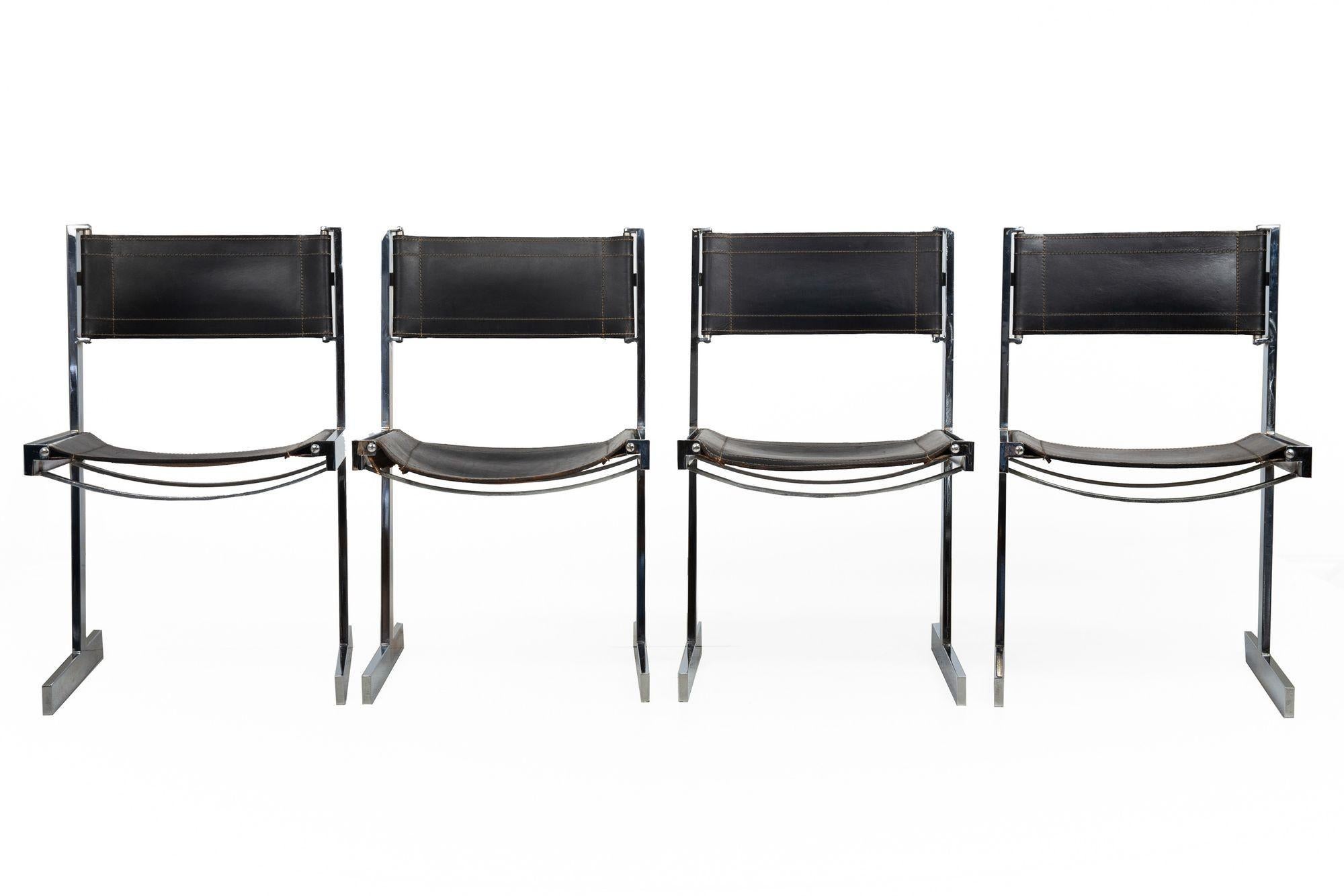English Rare Set of 8 British Modern Saddle Leather Dining Chairs by Richard Young For Sale
