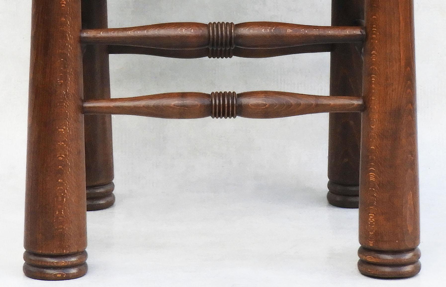Rare Set of 8 Charles Dudouyt Oak and Rush Dining Chairs C1940 3