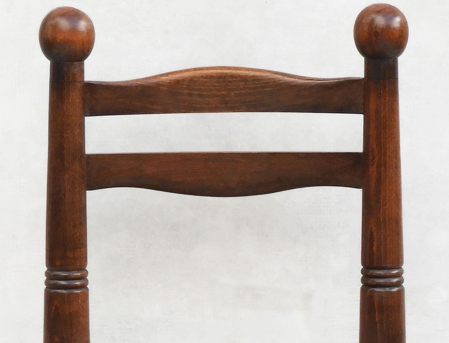 Rare Set of 8 Charles Dudouyt Oak and Rush Dining Chairs C1940 4