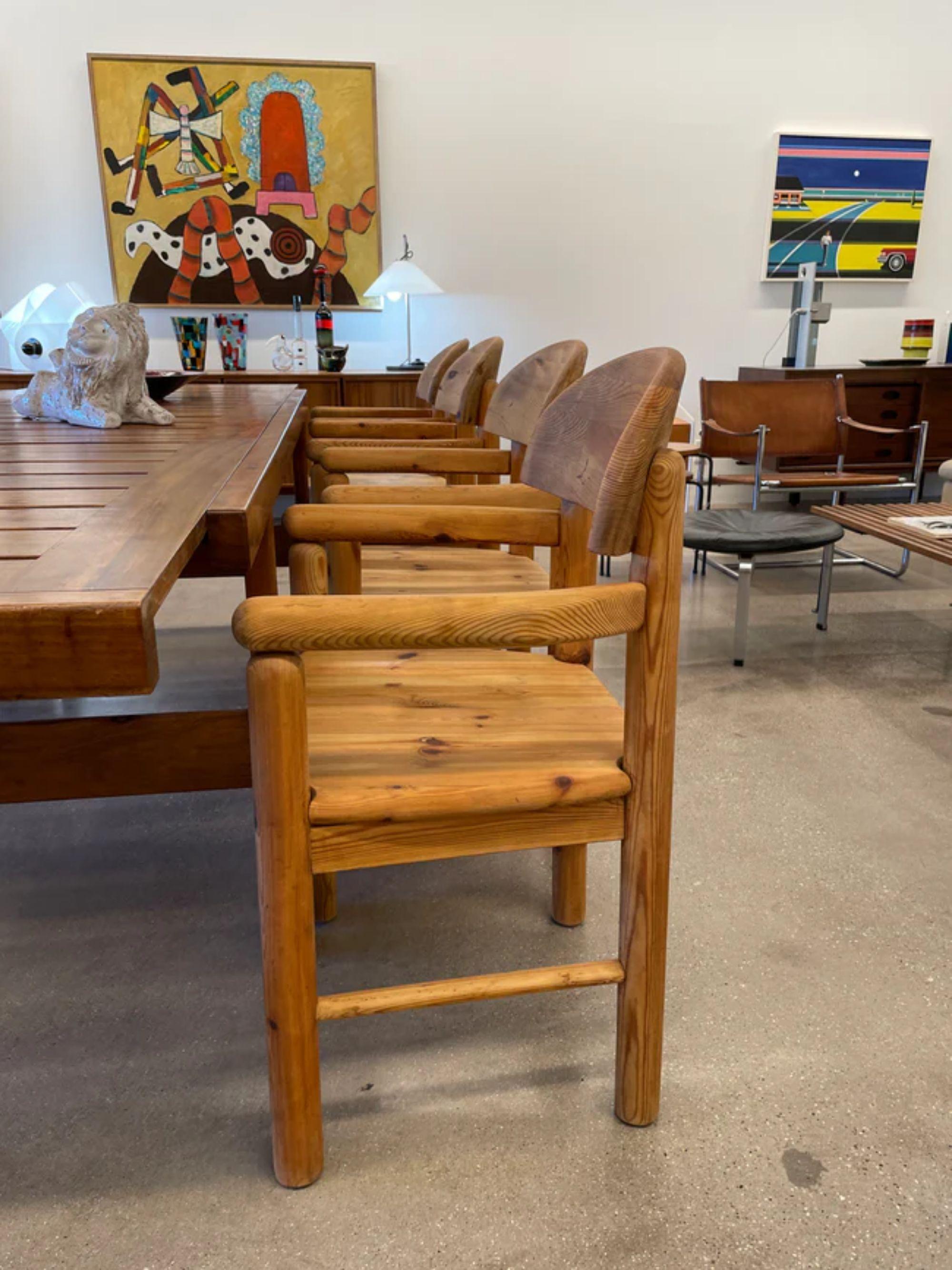 Rare Set of 8 Dining Armchairs in Solid Pine by Rainer Daumiller, Denmark, 1970 For Sale 1