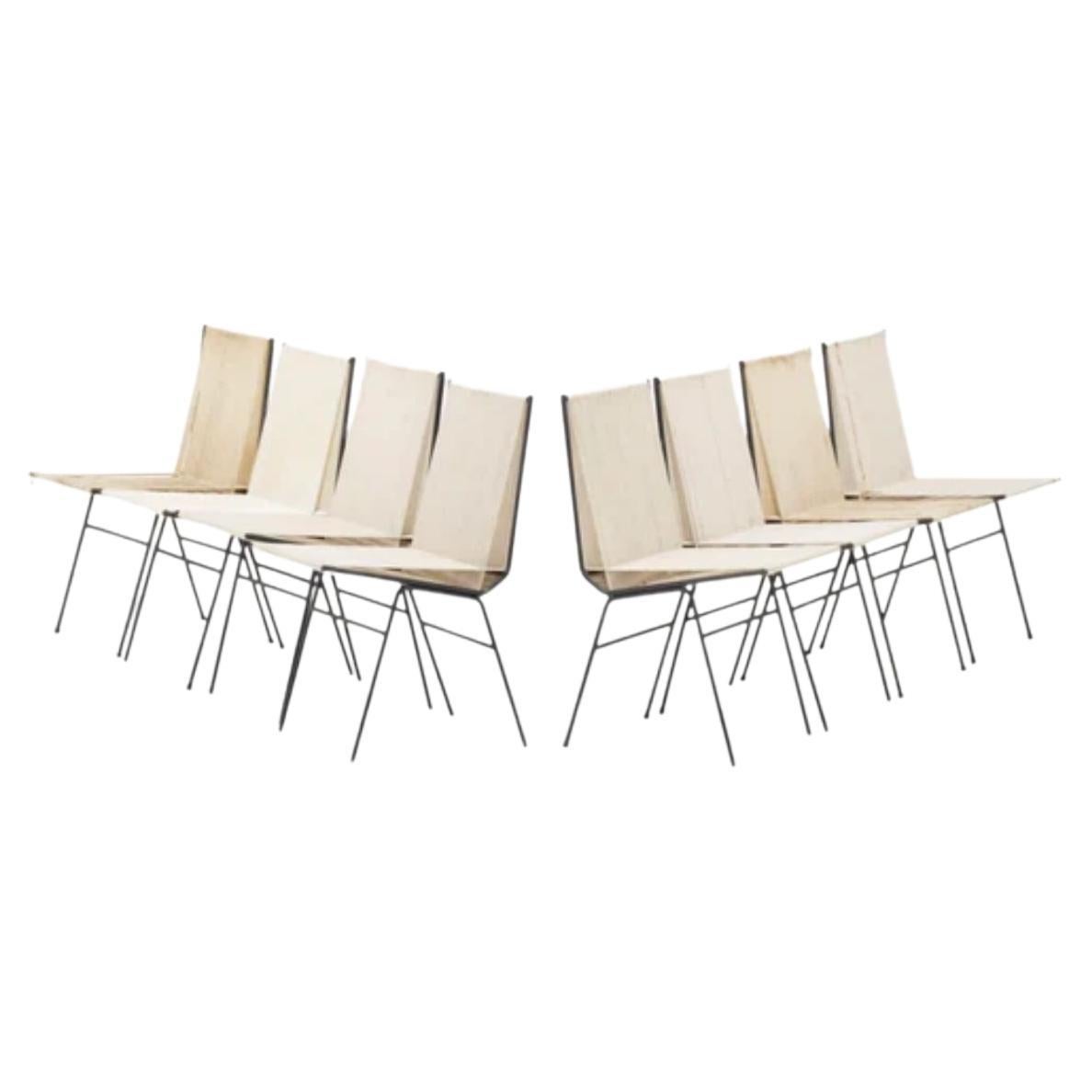 Rare ensemble de 8 chaises de salle à manger par Allan Gould, années 1950