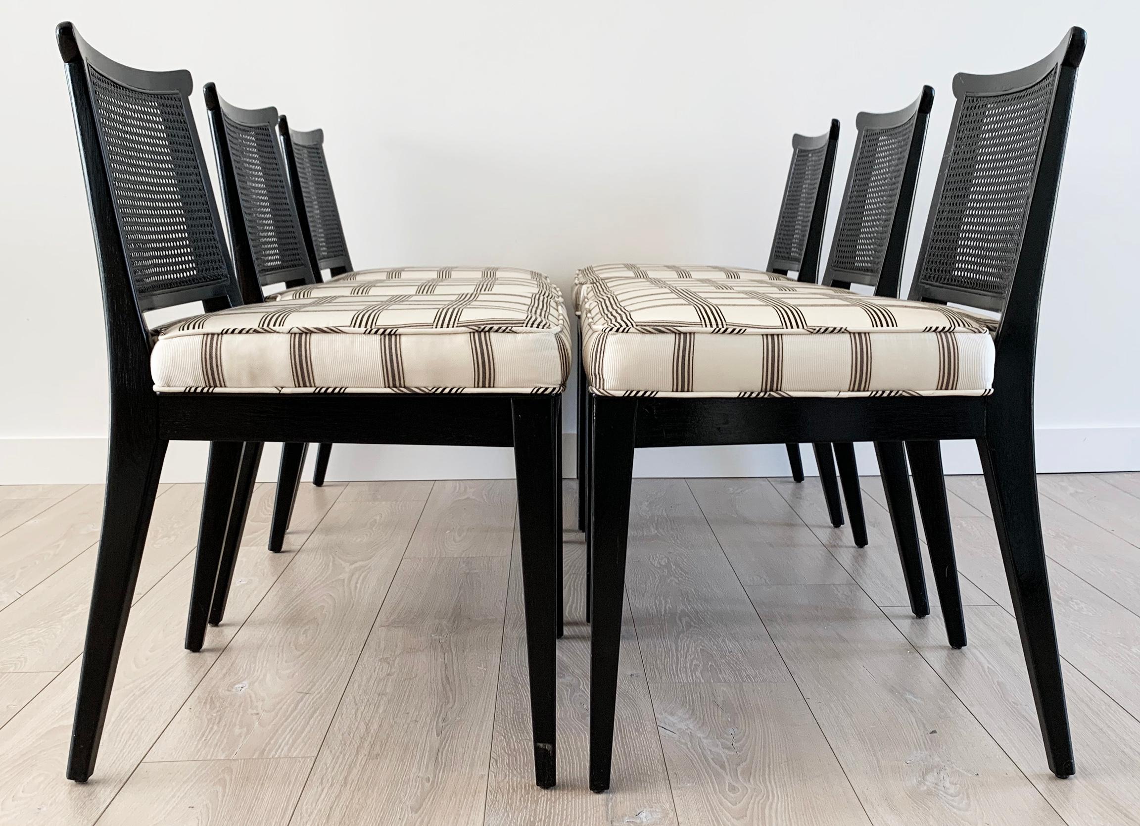 Mid-Century Modern Rare Set of 8 Edward Wormley for Dunbar Ebonized Mahogany Dining Chairs