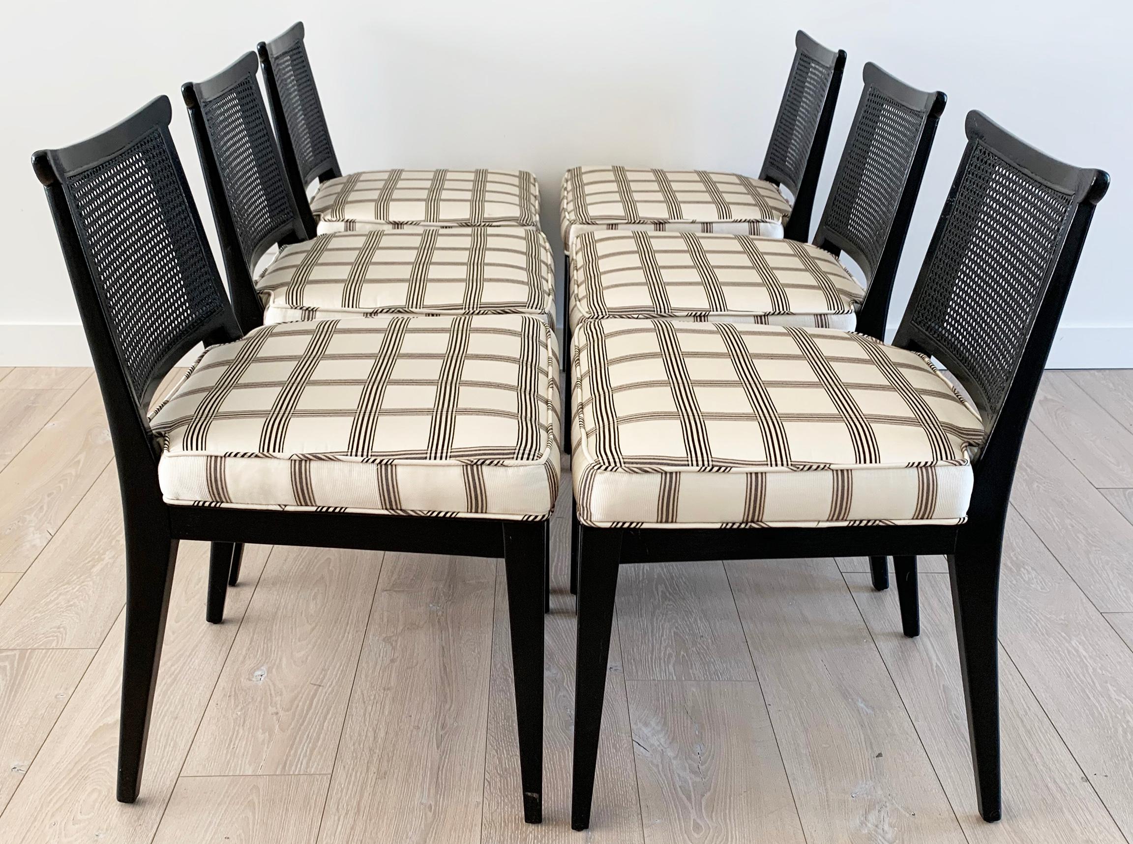Rare Set of 8 Edward Wormley for Dunbar Ebonized Mahogany Dining Chairs In Good Condition In Culver City, CA