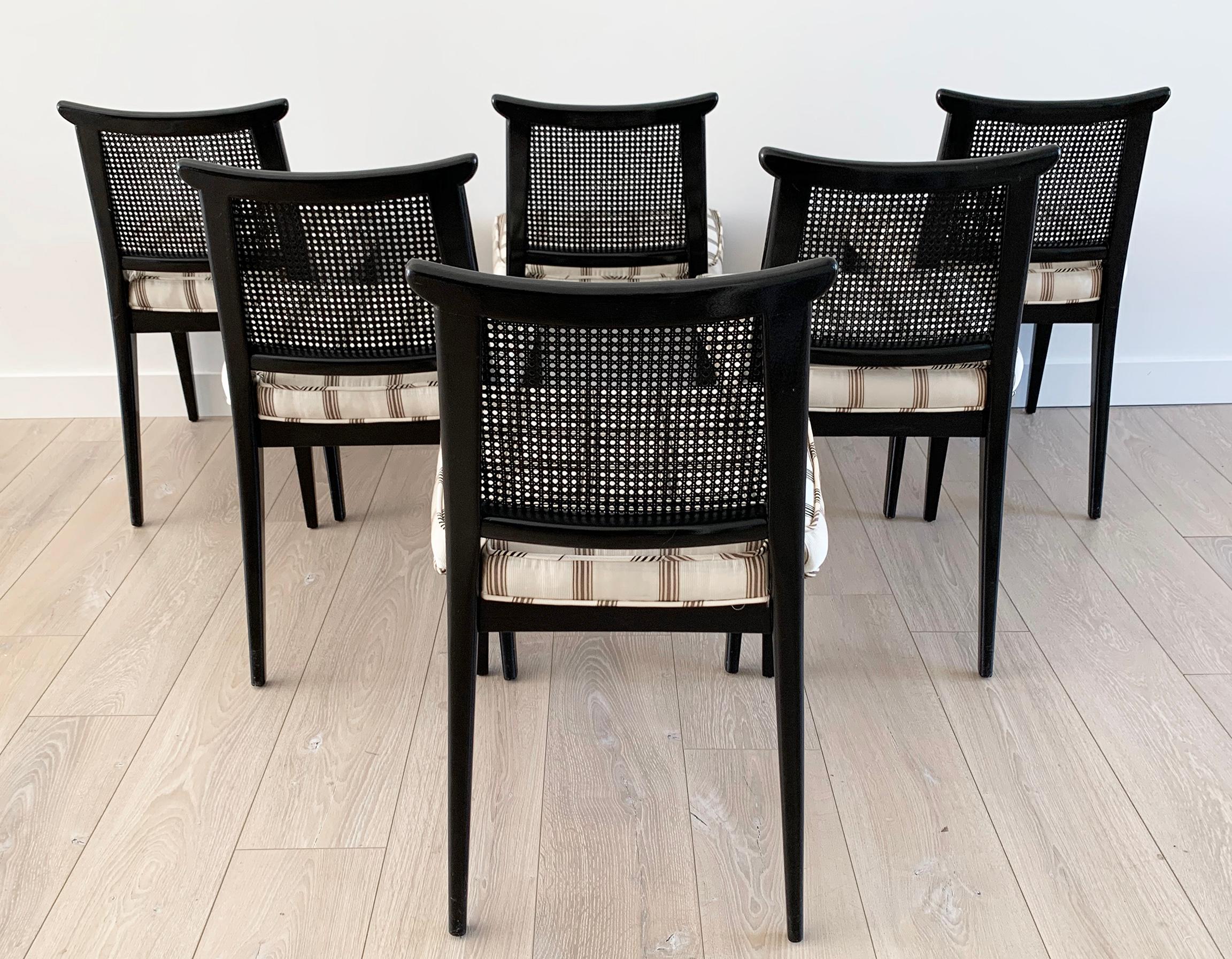 Mid-20th Century Rare Set of 8 Edward Wormley for Dunbar Ebonized Mahogany Dining Chairs