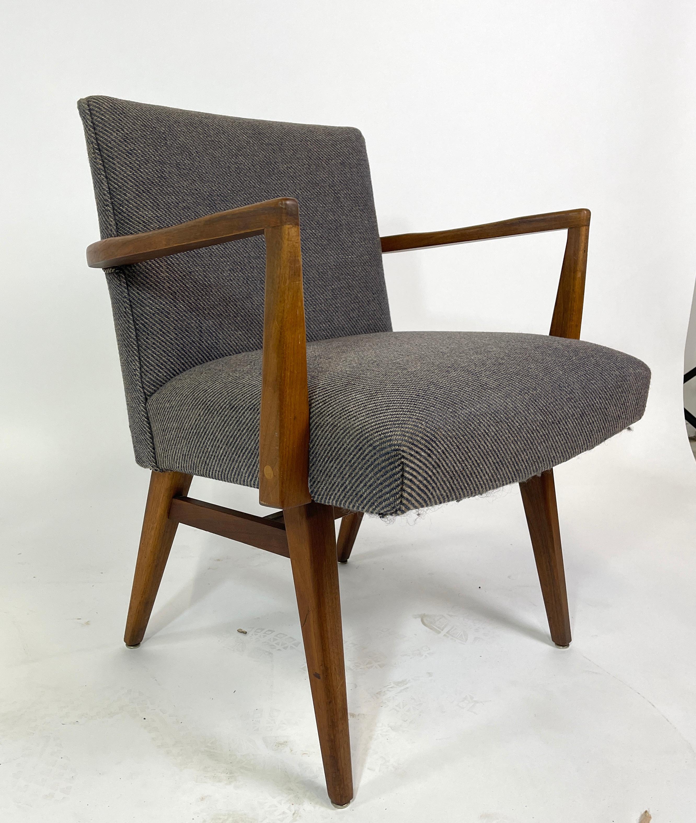 20th Century Rare Set of 8 Jens Risom Upholstered and Walnut Dining Chairs Model #205