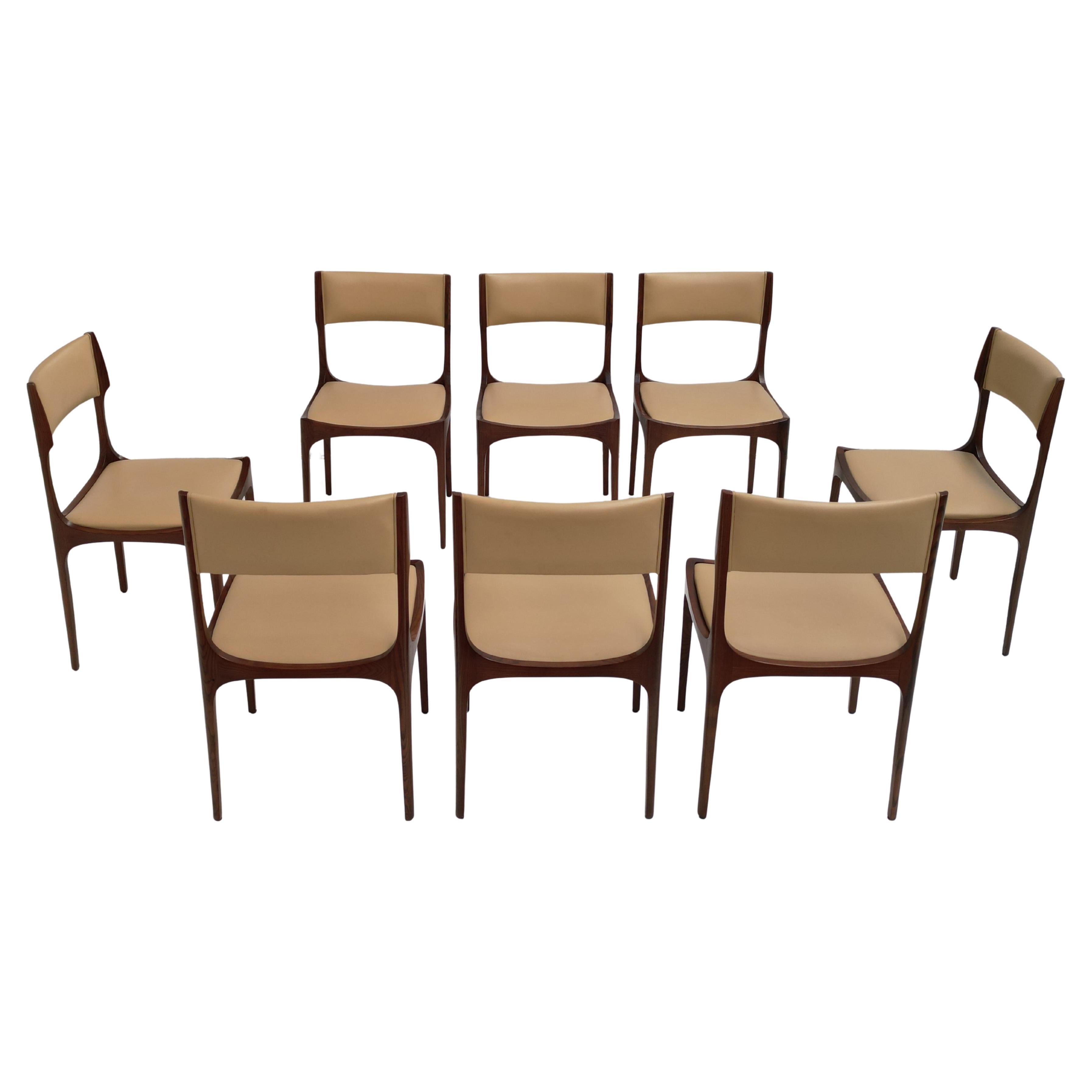 Rare Set of 8 Leather Giuseppe Gibelli 'Elisabetta' Chairs, Sormani, Italy, 1962 5