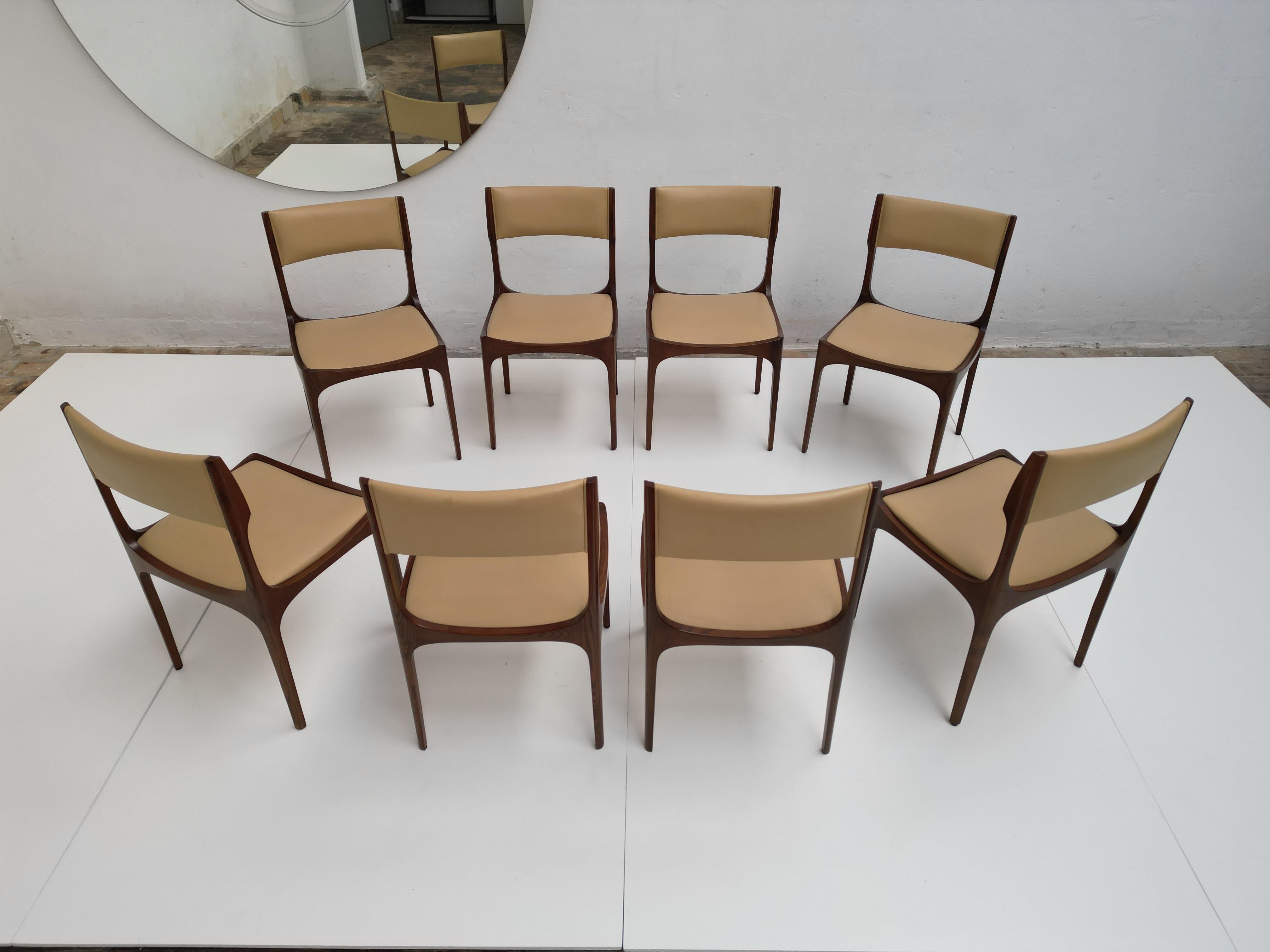 Rare Set of 8 Leather Giuseppe Gibelli 'Elisabetta' Chairs, Sormani, Italy, 1962 6