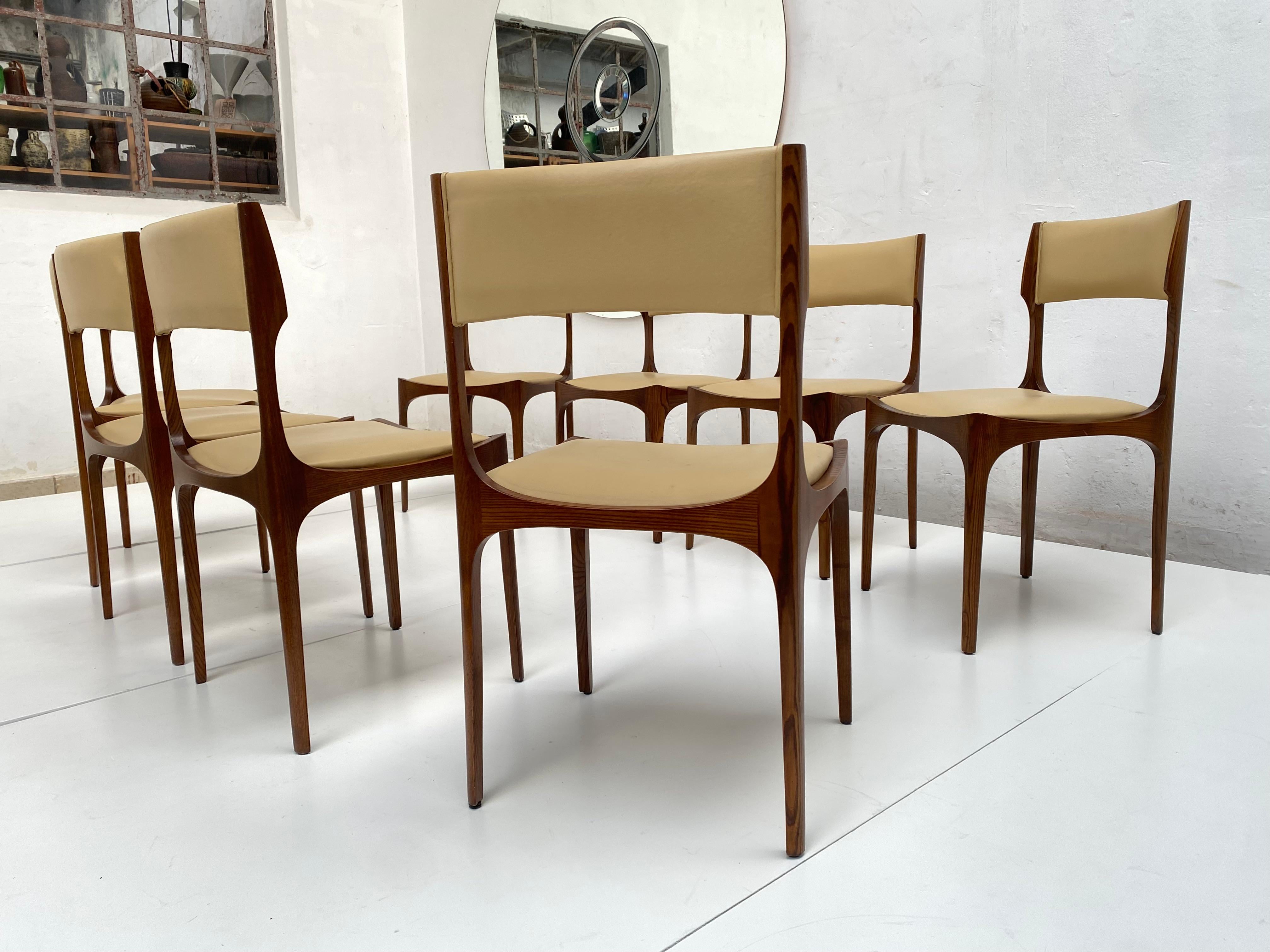 Rare Set of 8 Leather Giuseppe Gibelli 'Elisabetta' Chairs, Sormani, Italy, 1962 10