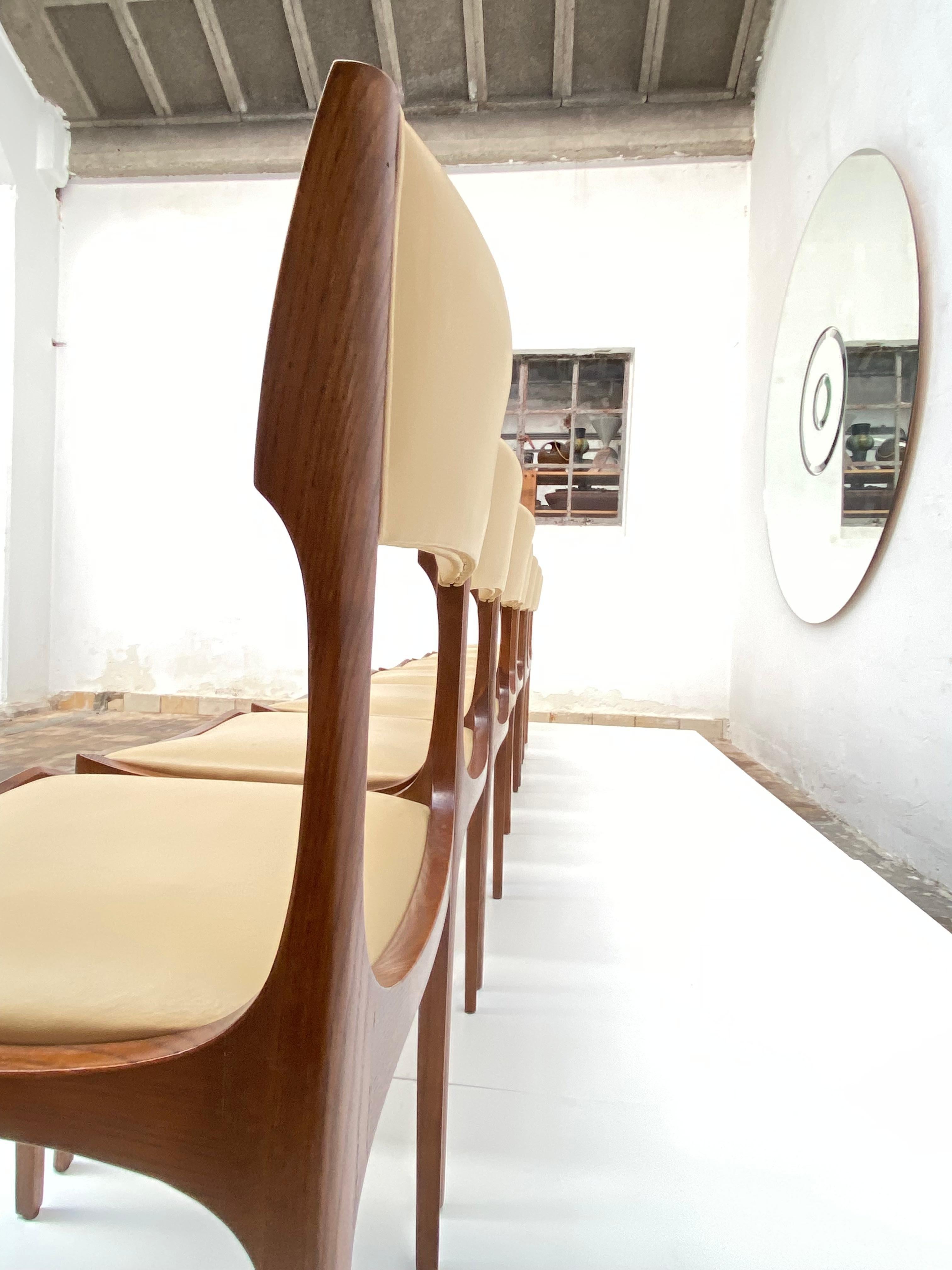 Rare Set of 8 Leather Giuseppe Gibelli 'Elisabetta' Chairs, Sormani, Italy, 1962 12