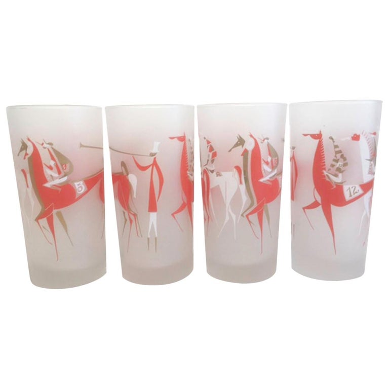 Rare Set of 8 Libbey Highball Glasses in the Longchamps Pattern in a