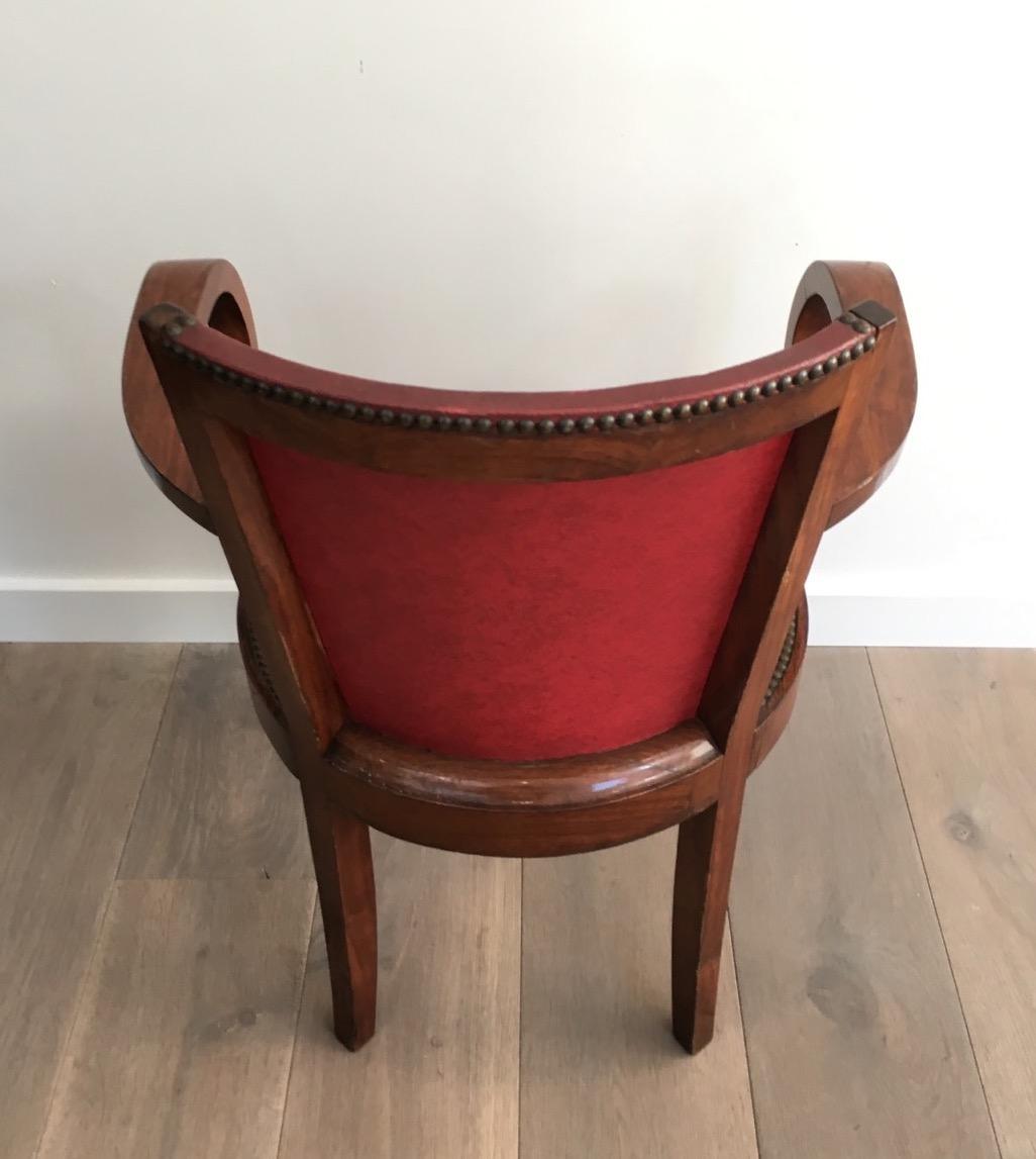 Rare Set of 8 Mahogany and Faux-Leather Art Deco Armchairs, French, circa 1930 For Sale 3