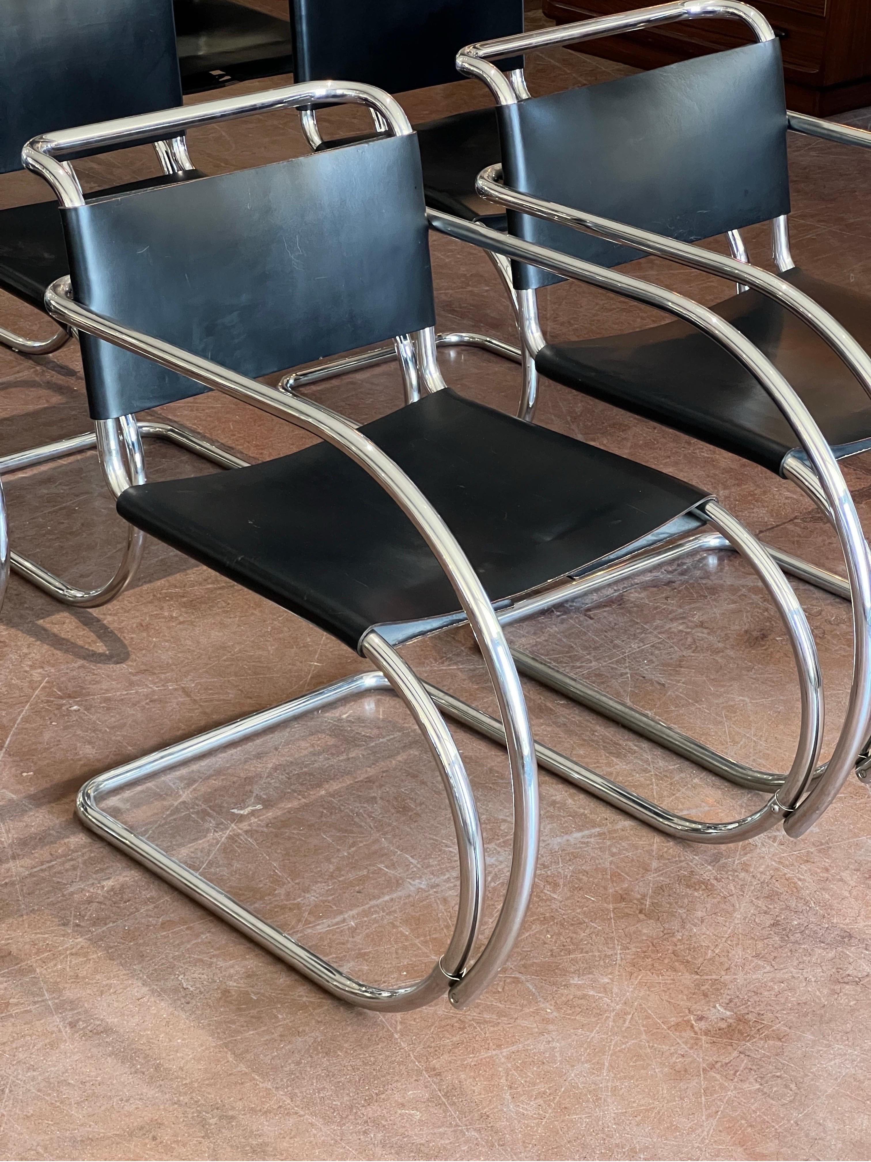 Rare Set of 8 Mies van der Rohe for Knoll MR10 and MR20 Chairs For Sale 1